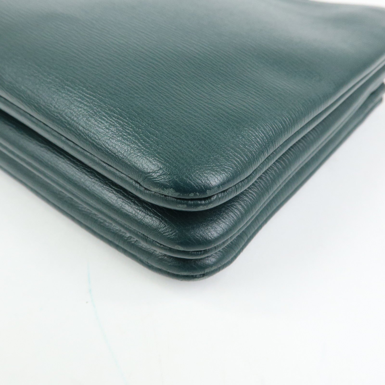 CELINE Trio Leather Shoulder Bag Three Detachable Pouch Dark Green