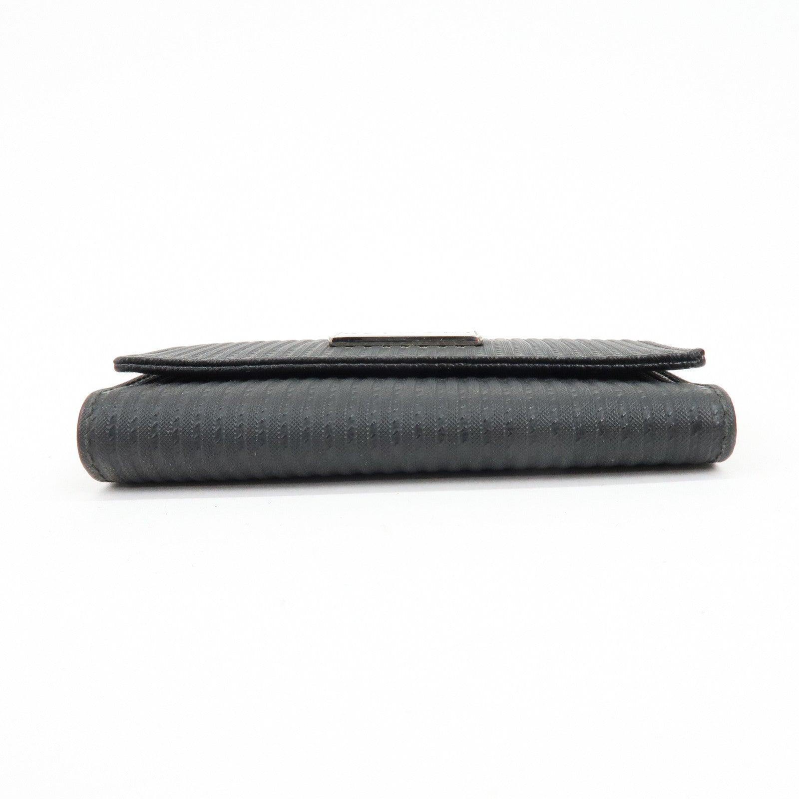 BVLGARI Millerighe Set of 2 PVC Leather Card Case Key Case Black