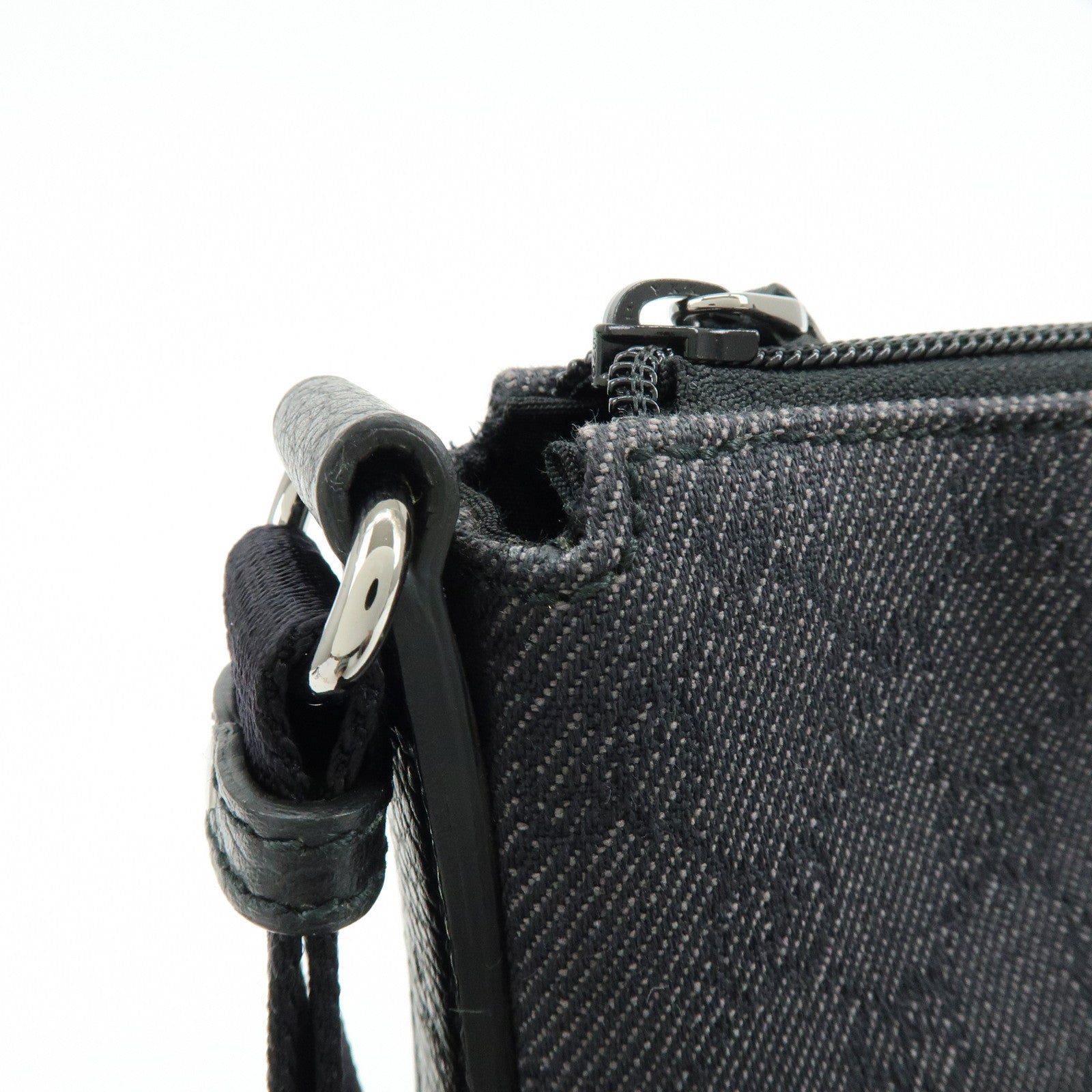 GUCCI GG Denim Leather Shoulder Bag Crossbody Bag Black 509635