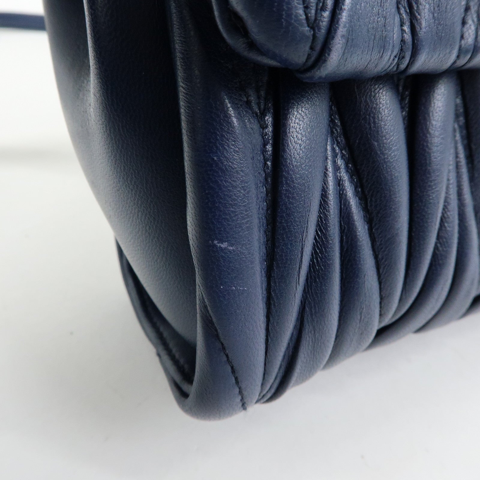 MIU MIU Matelasse Nappa Leather Shoulder Bag Chain Bag Navy