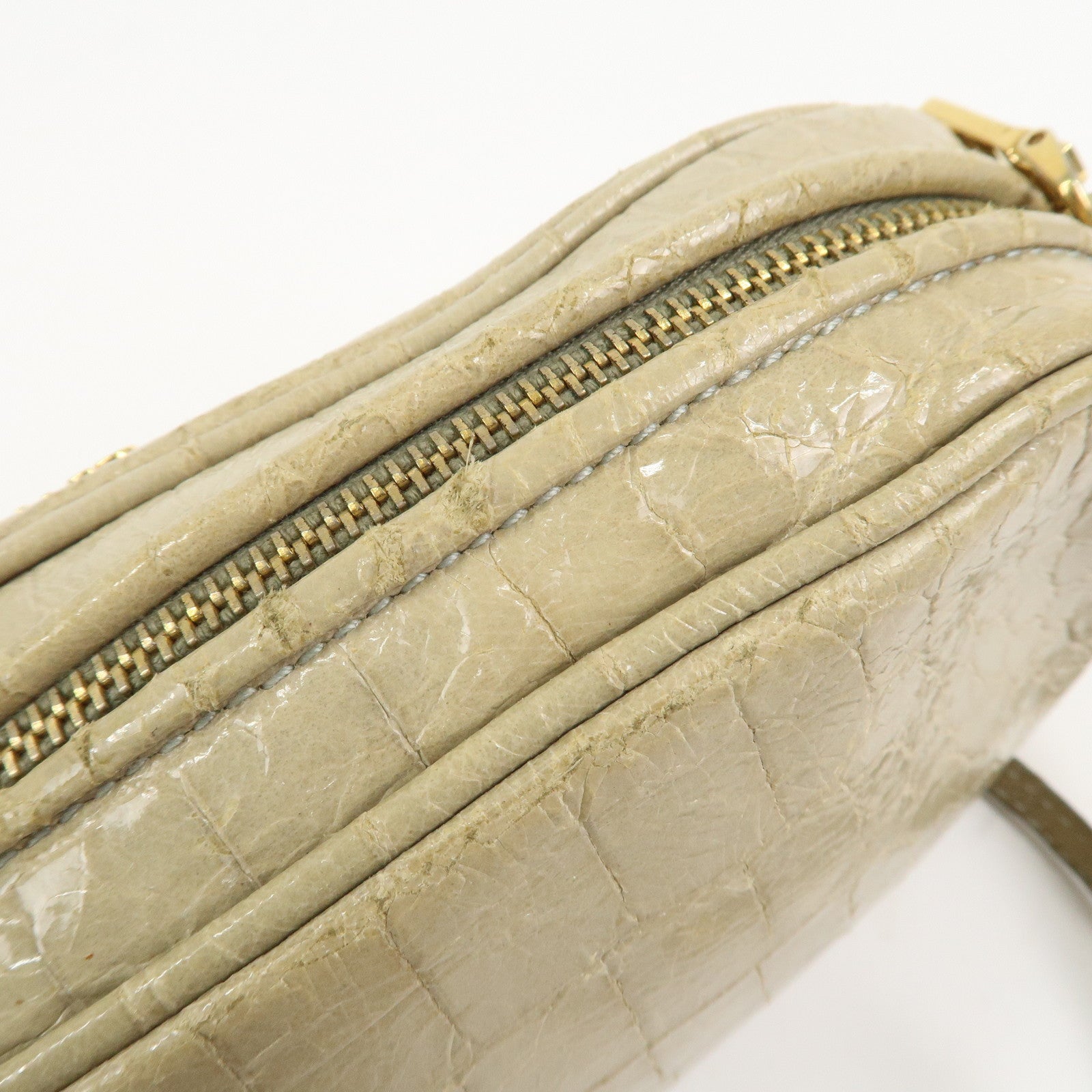 MIU MIU Patent Leather Shoulder Bag Crossbody Bag Beige 5N1477