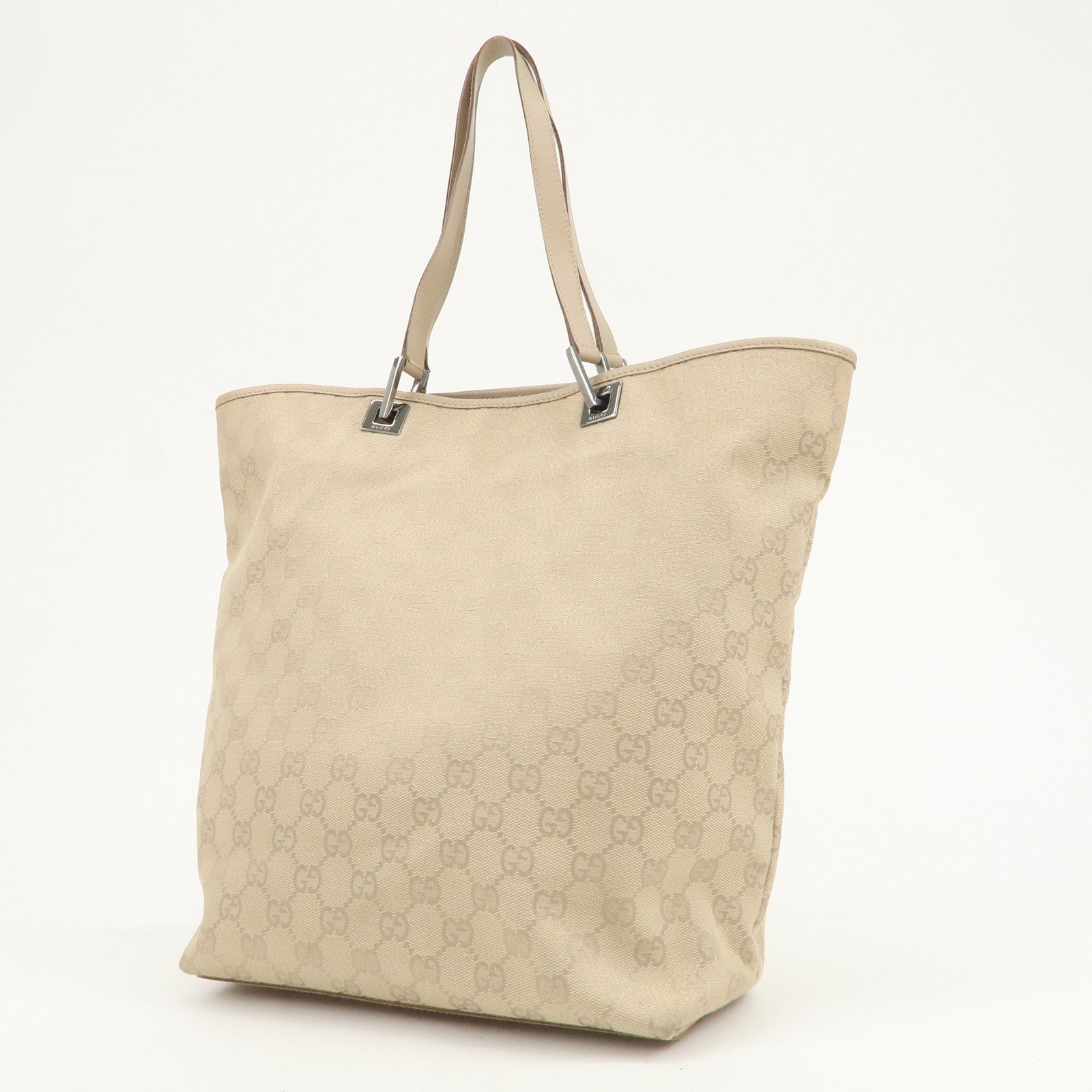 GUCCI GG Canvas Leather Tote Bag Shoulder Bag Beige 31243