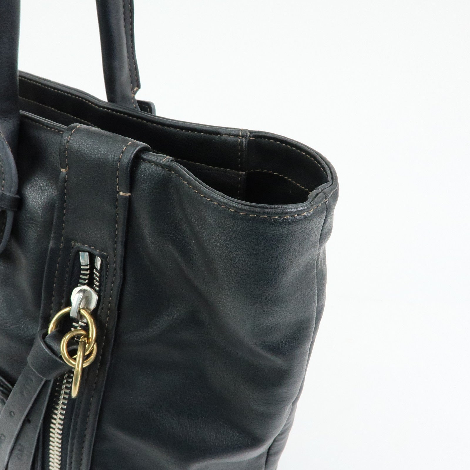 Chloe Eclipse Leather Tote Bag Shoulder Bag Hand Bag Black