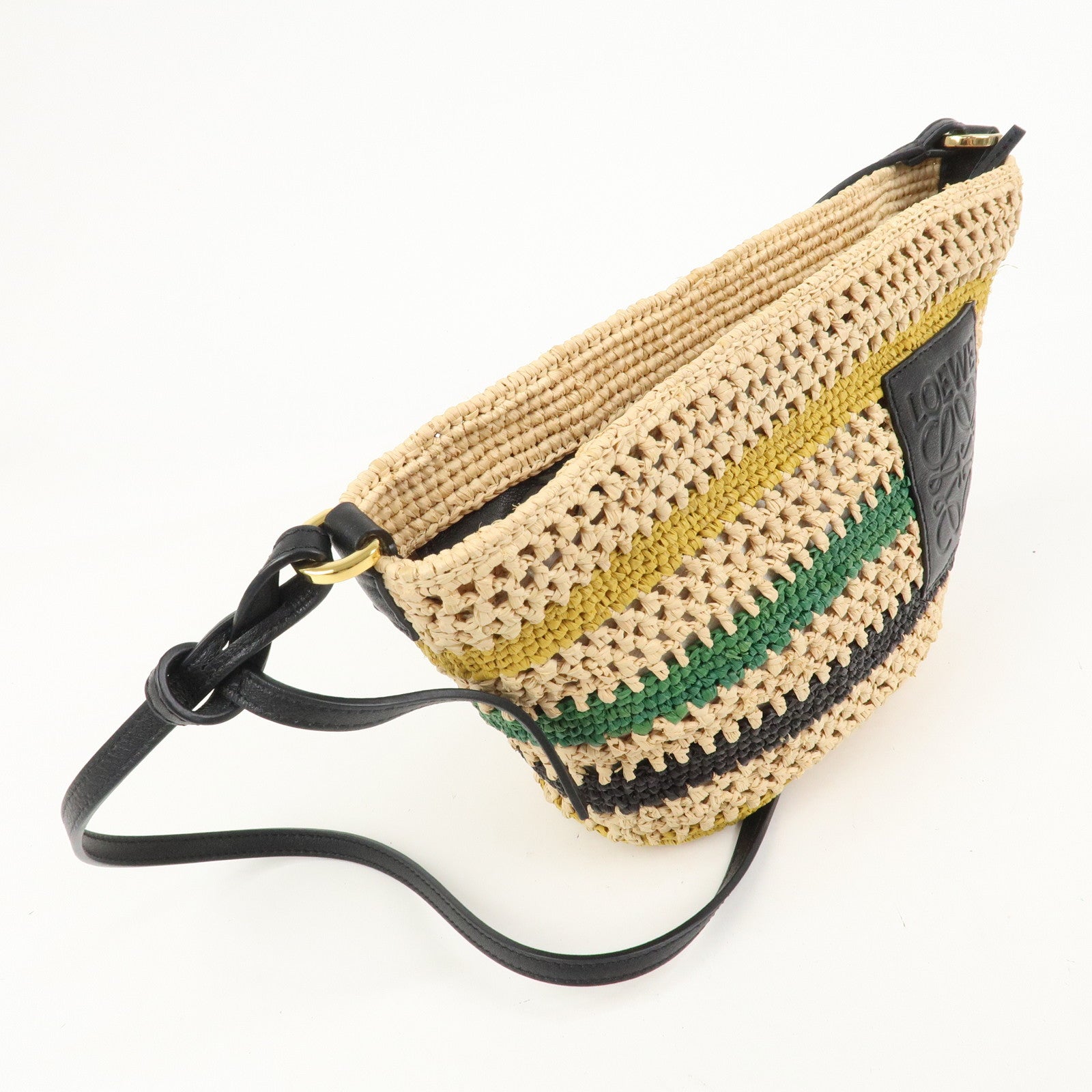 LOEWE Raffia Leather Pochette Bag Shoulder Bag Natural