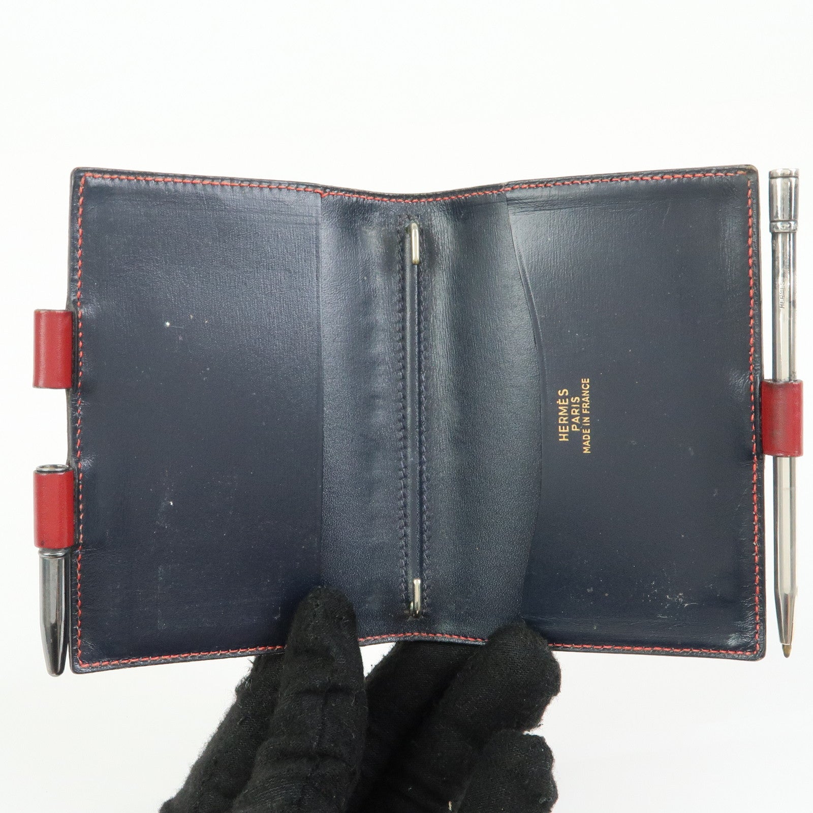 HERMES Box Calf Leather Agenda PM Planner Cover 〇Q Stamped Red