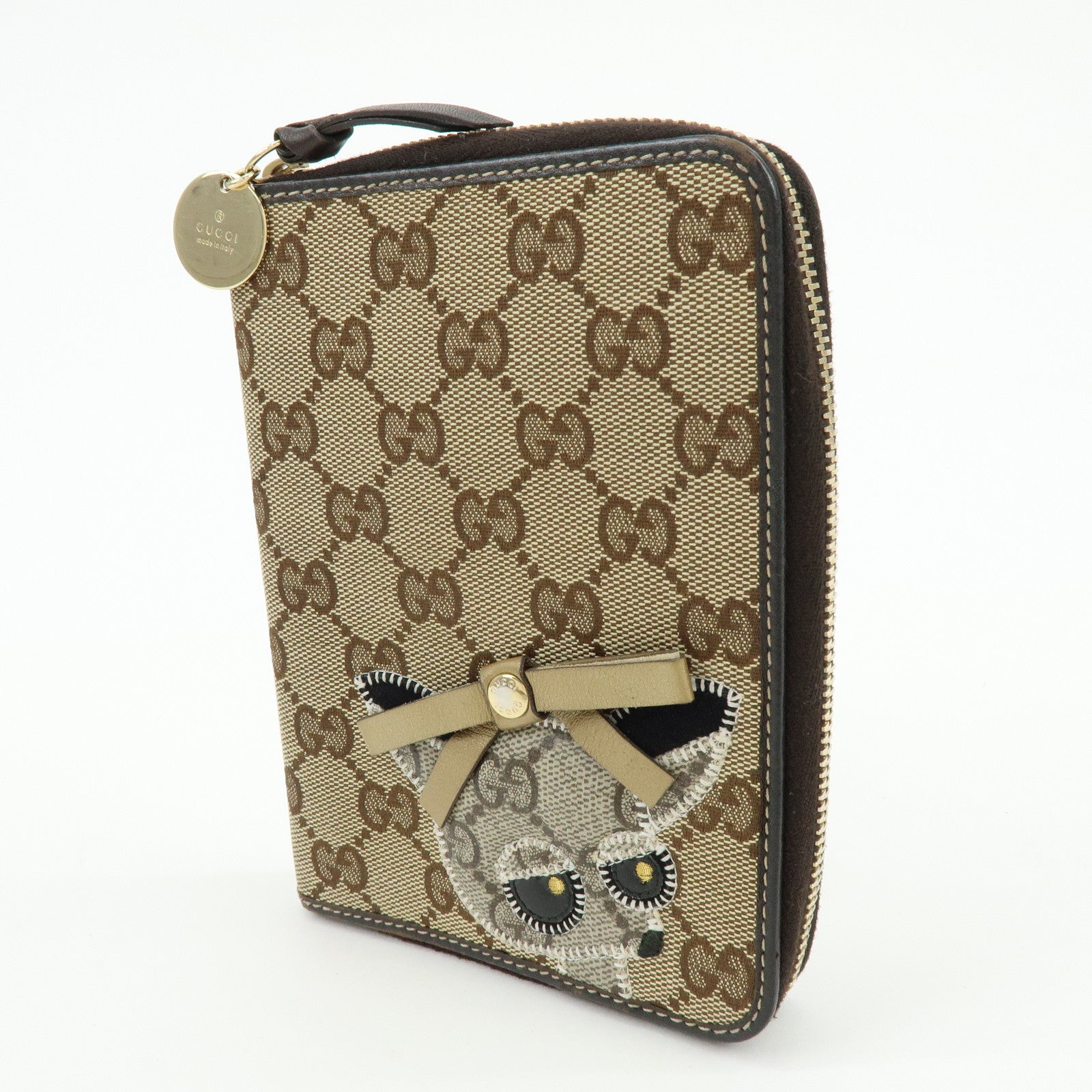 GUCCI Gucciori Leather GG Canvas Agenda Cover Beige Brown 233152