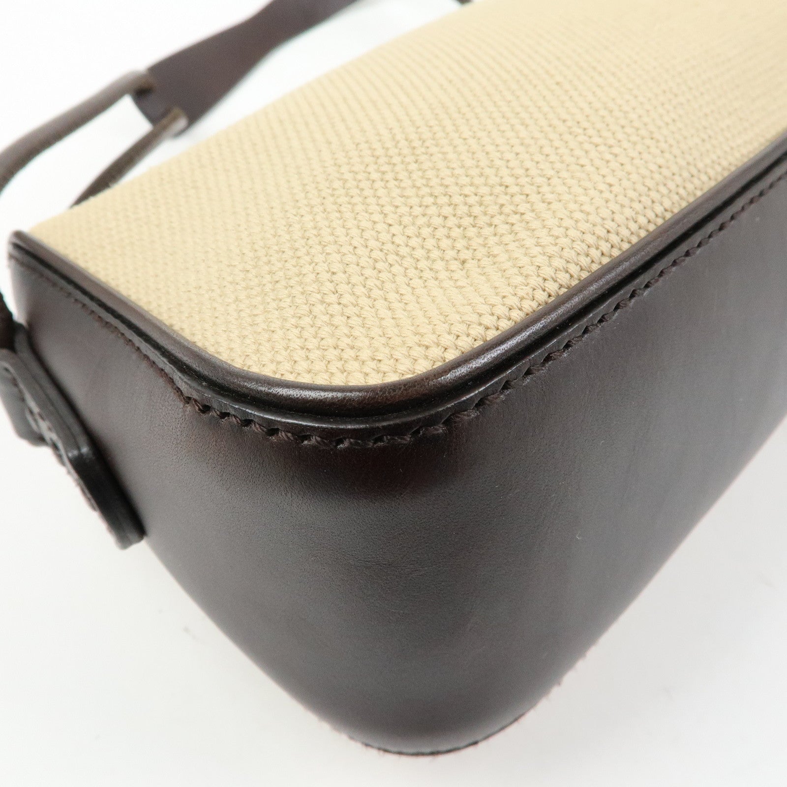 GUCCI Canvas Leather Shoulder Bag Hand Bag Beige Brown 106383