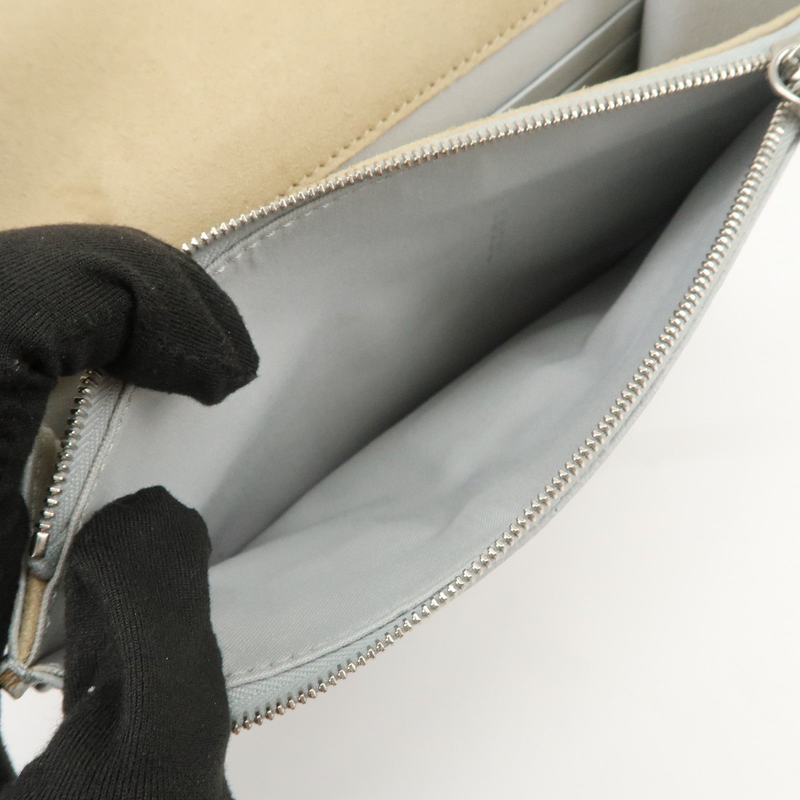 FENDI Logo Leather Monster Shoulder Bag Crossbody Bag Gray 8M0346