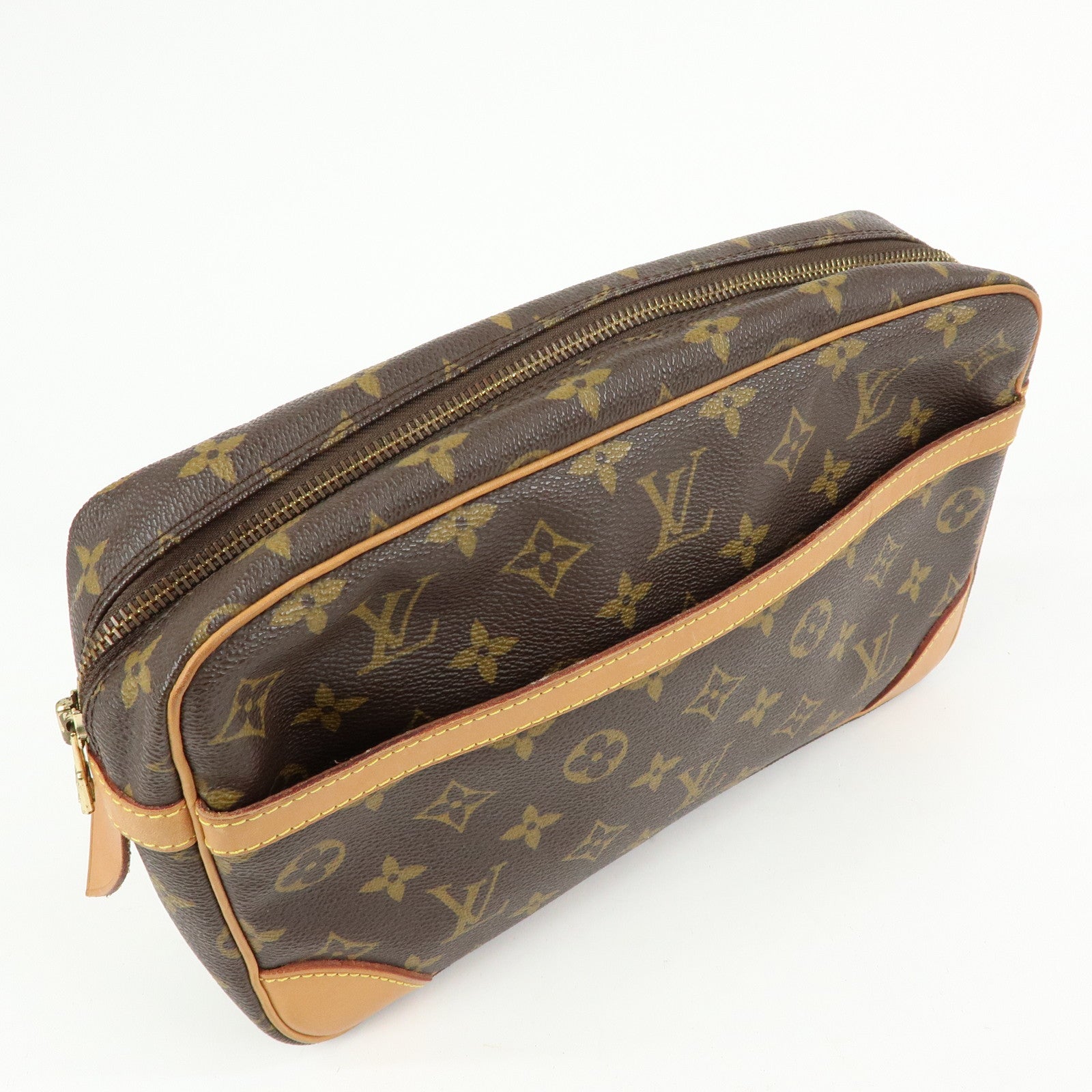 Louis Vuitton Monogram Compiegne 28 Pouch Clutch Bag Brown M51845