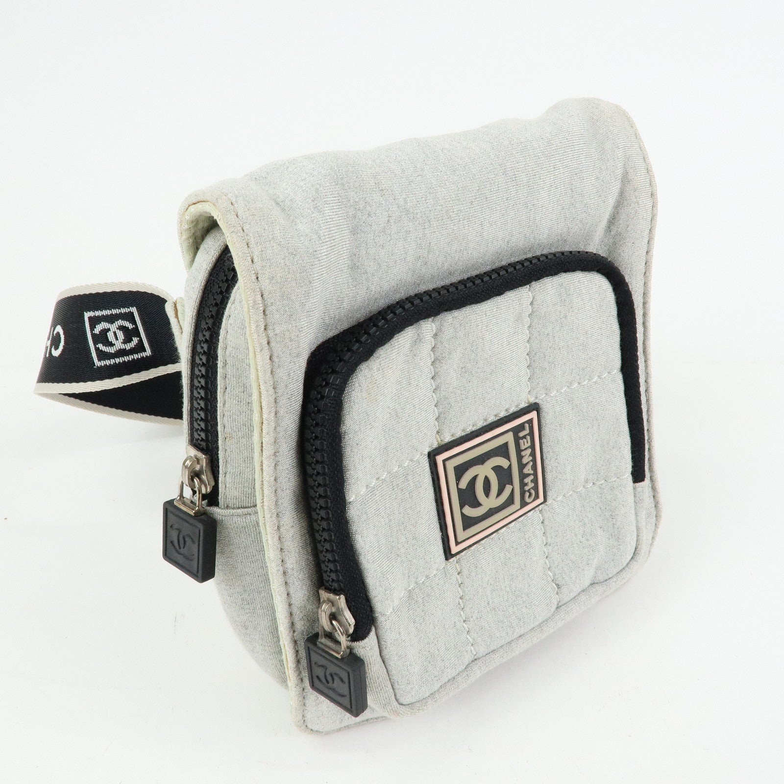 CHANEL CHANEL Sports Cotton Waist Bag Body Bag Gray