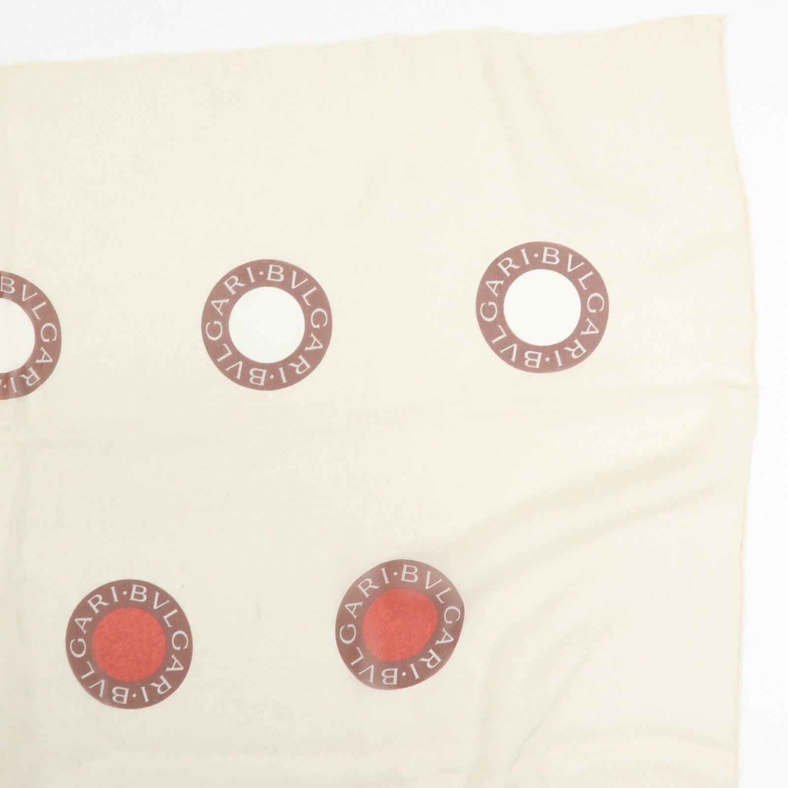 BVLGARI BVLGARI Silk 100% Sheer Scarf Beige Red