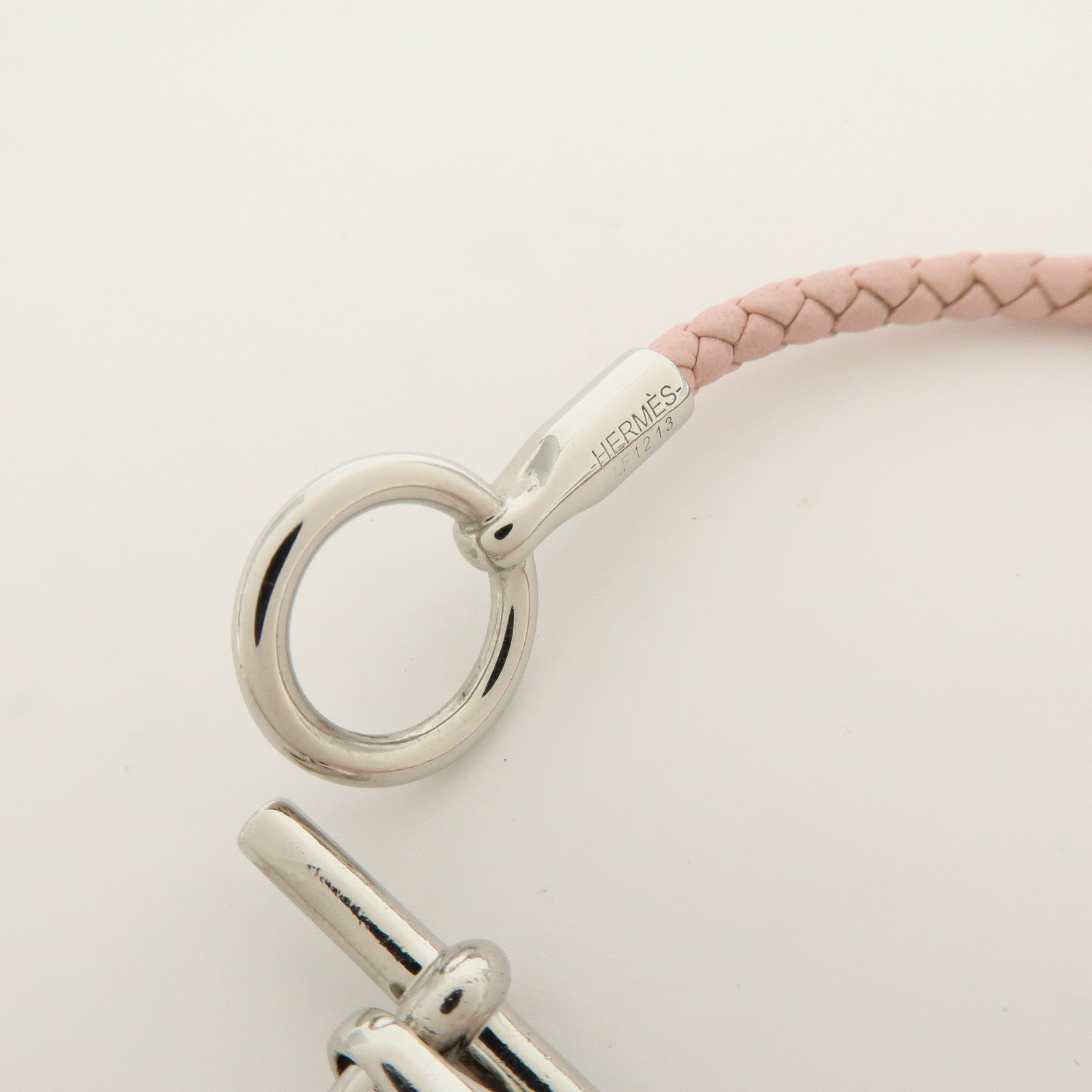 HERMES Glenan H Tresse en Veau Swift Leather Bracelet Light Pink