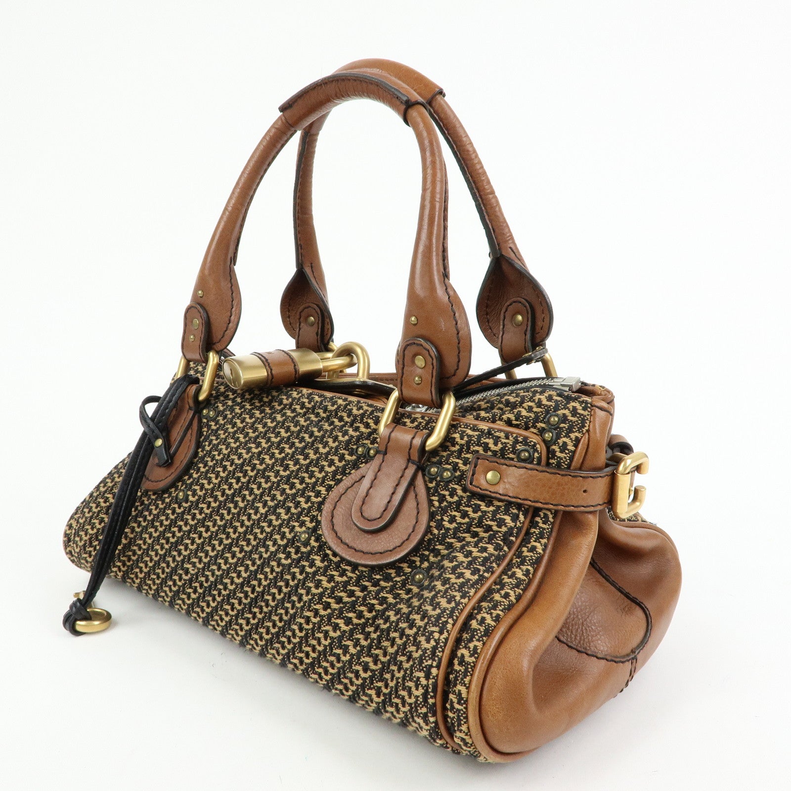 Chloe Paddington Medium Jacquard Leather Hand Bag Brown