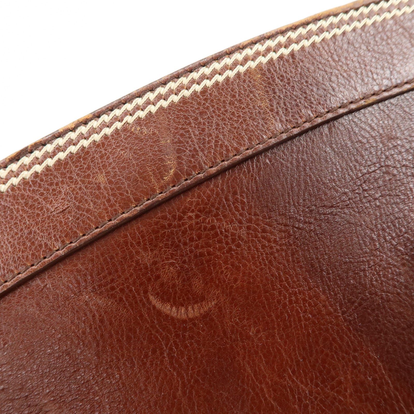 Christian Dior Leather Flower Embroidery Tote Shoulder Bag Brown