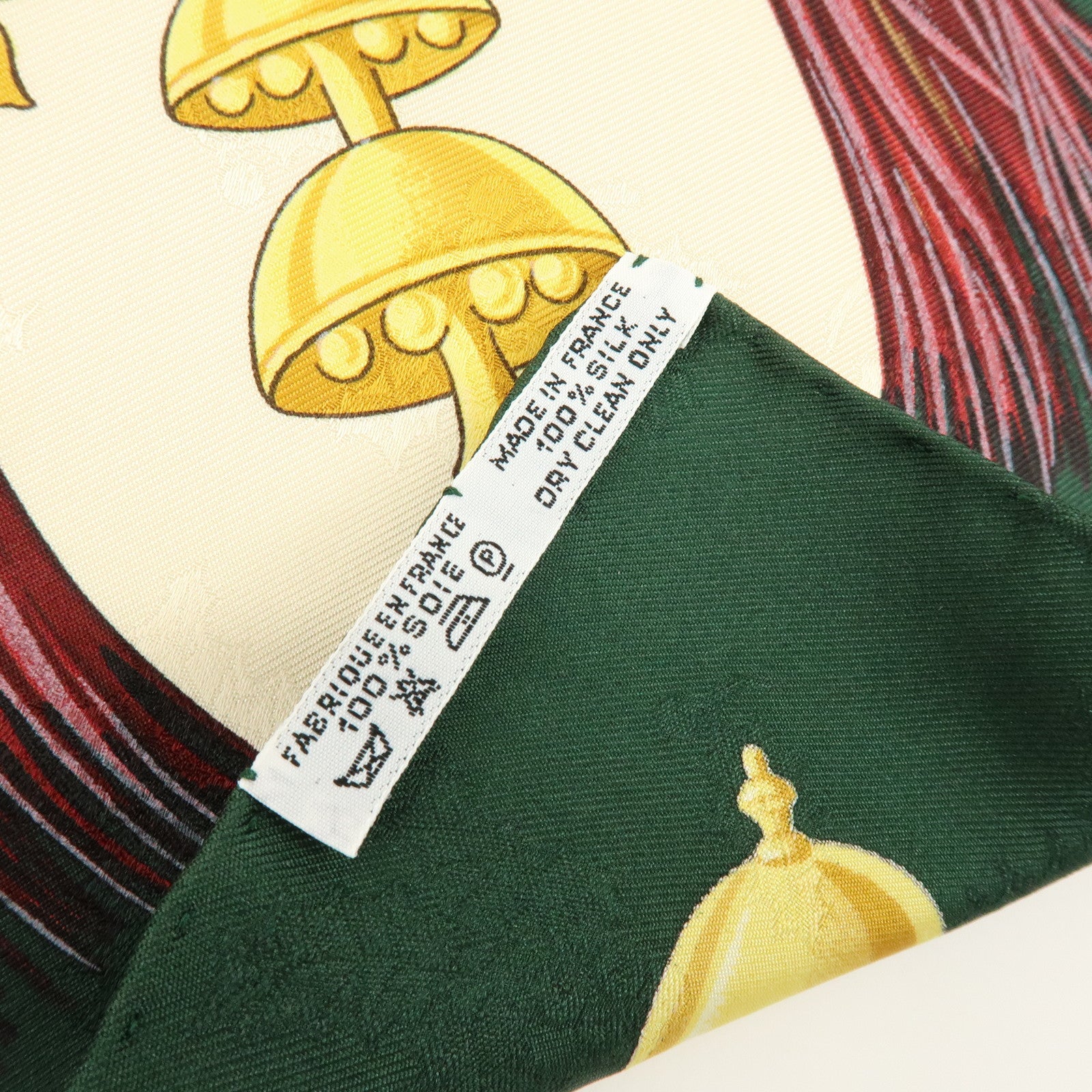HERMES Carre 90 100% Silk Scarf Plumes et Grelots Moss Green Beige