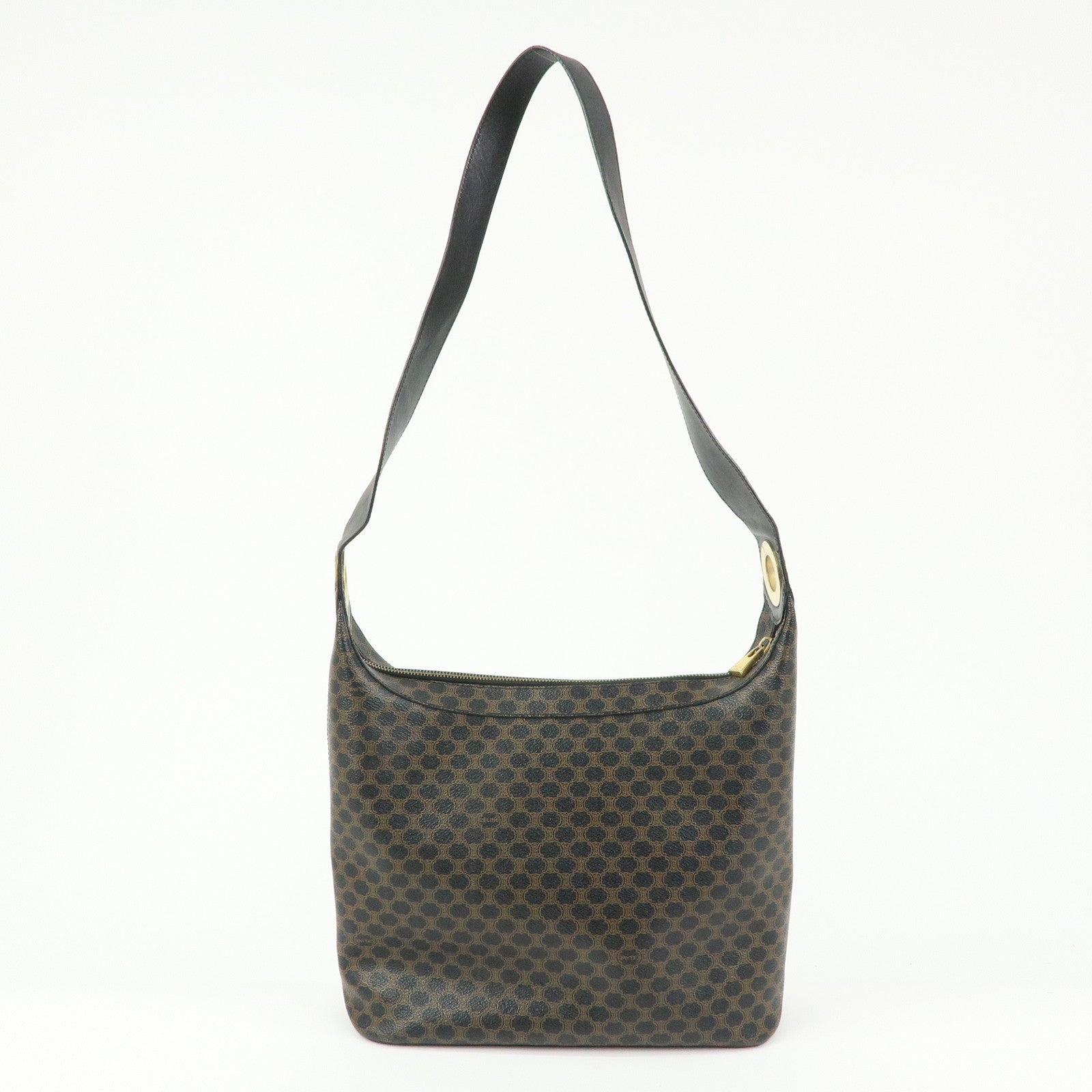 CELINE Macadam PVC Leather Shoulder Bag Crossbody Bag Black Brown