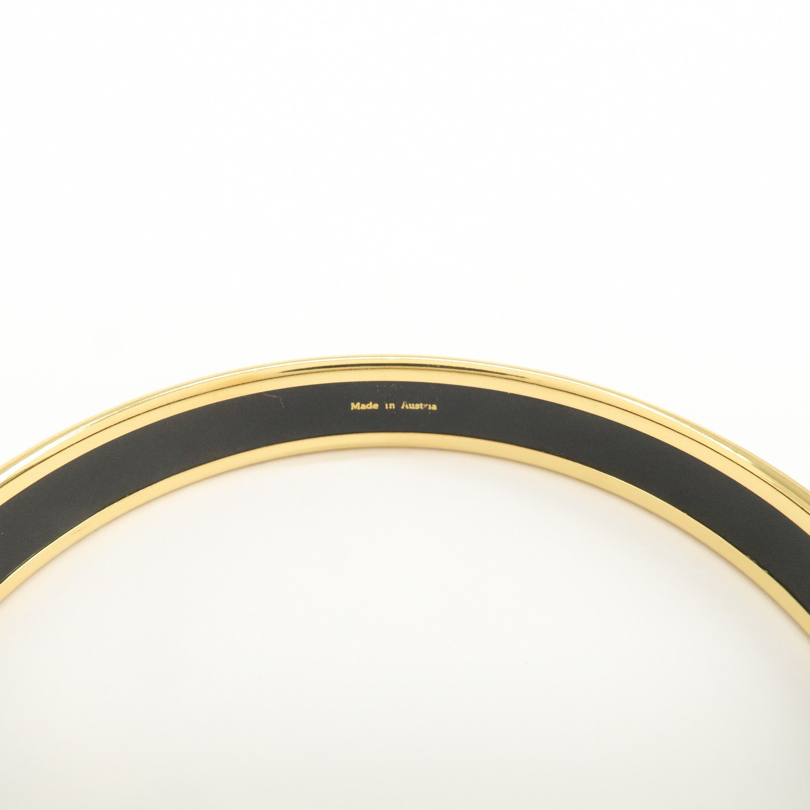HERMES Email PM Gold Plated Bracelet Bangle Black Multicolor