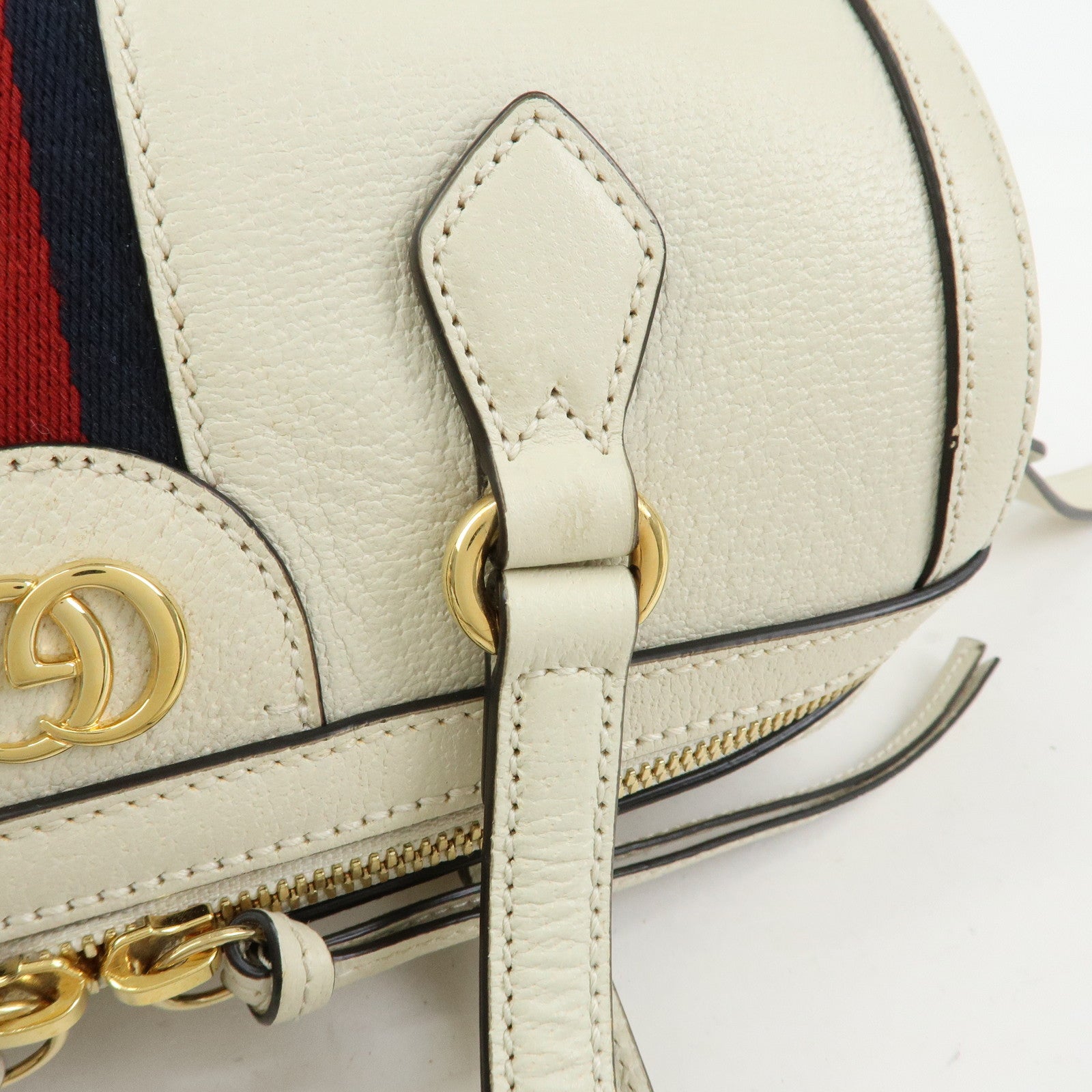 GUCCI Ophidia Sherry Leather 2Way Hand Shoulder Bag White 602577