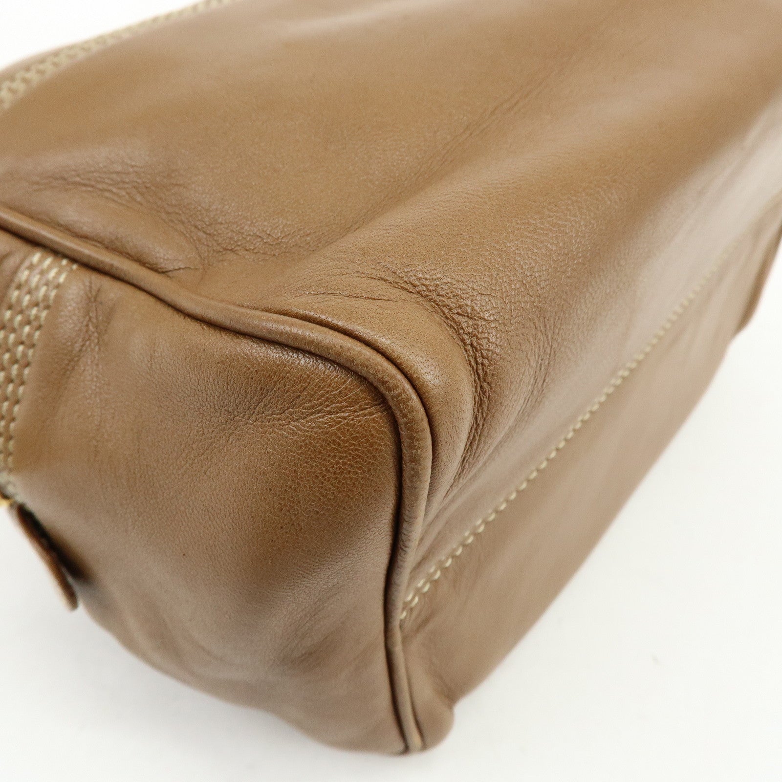 LOEWE Anagram Nappa Leather Hand Bag Mini Boston Bag Brown