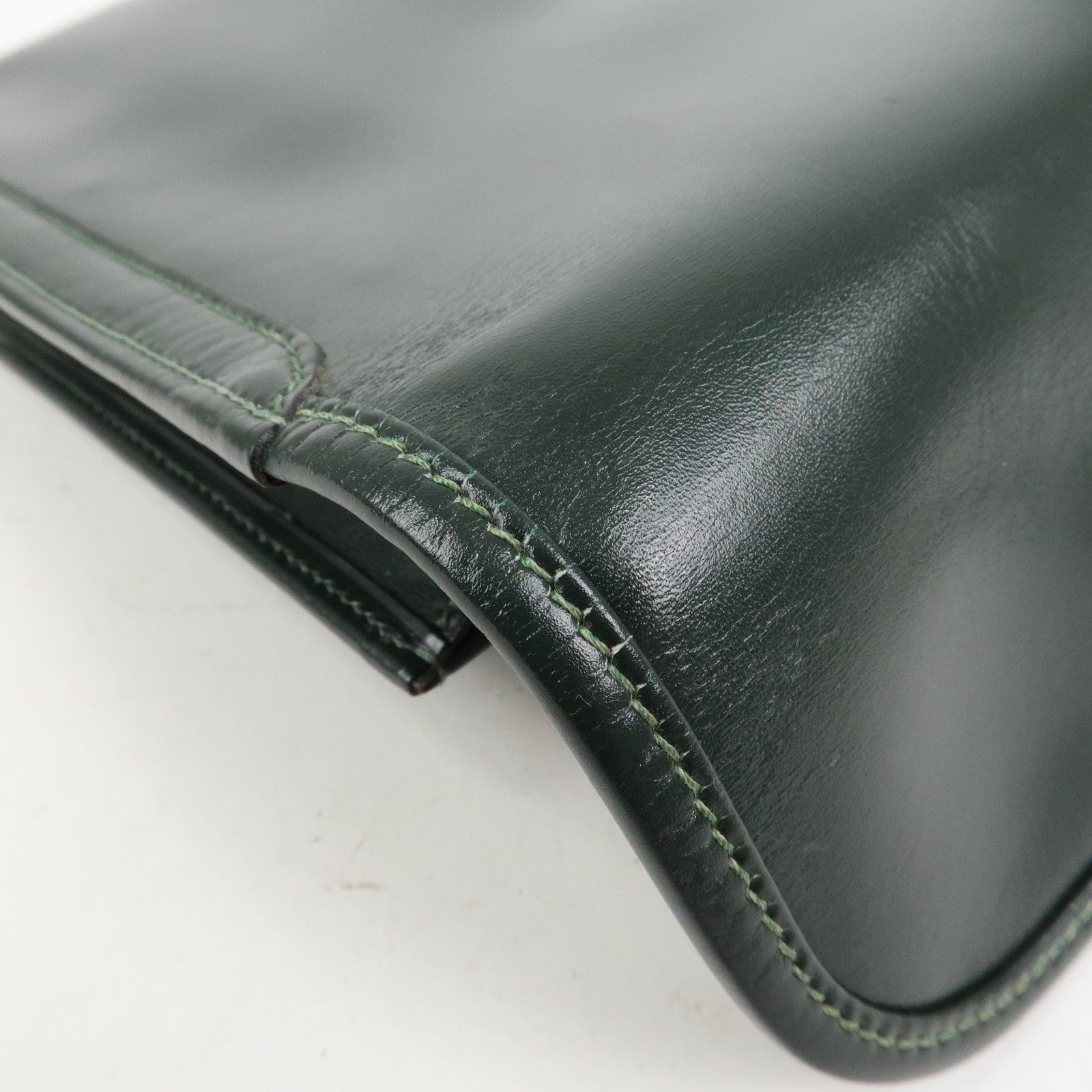 HERMES Box Calf Gige PM Clutch Bag O Stamped Dark Green