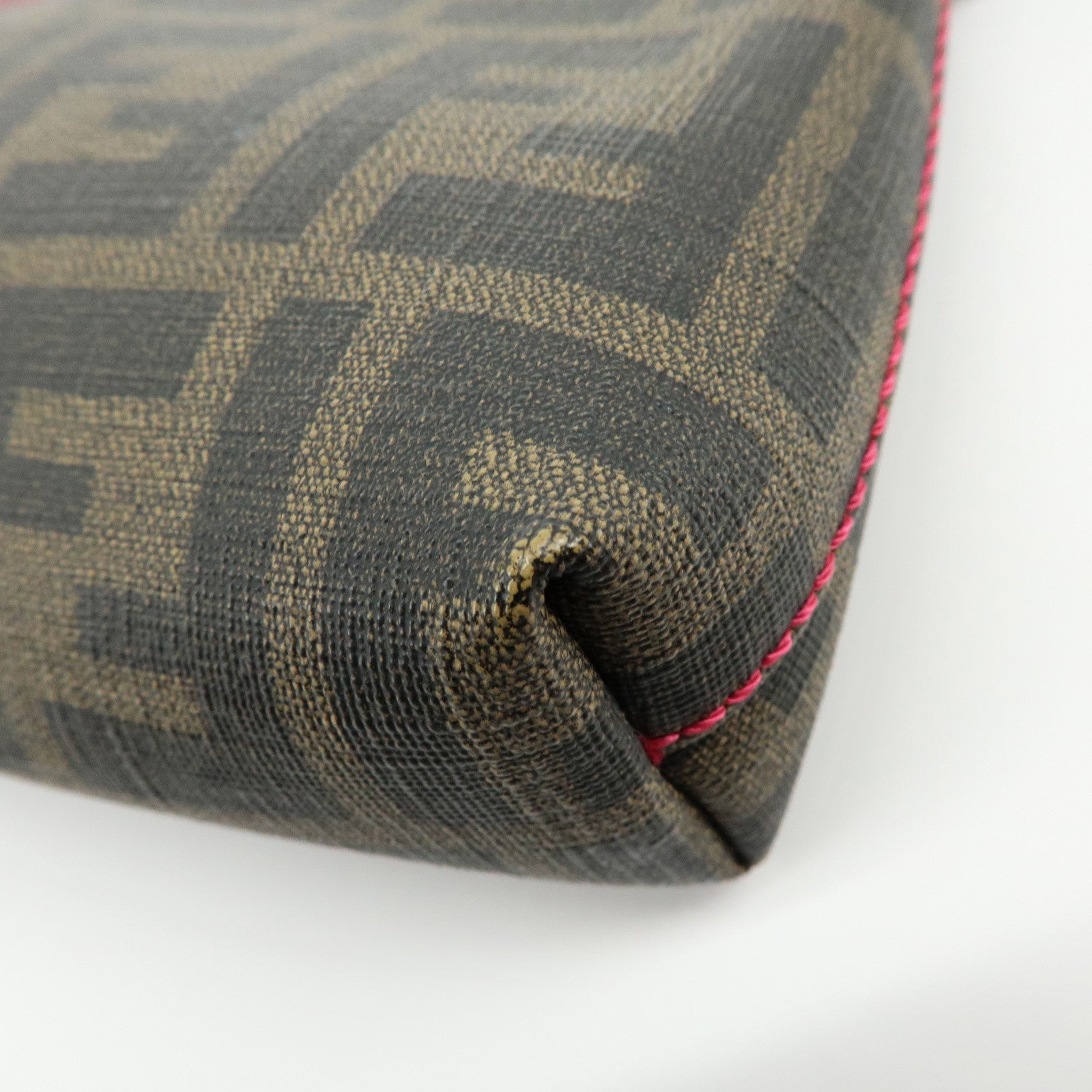 FENDI Zucca Print PVC Chain Accessory Pouch Hand Bag Pink 8BR592