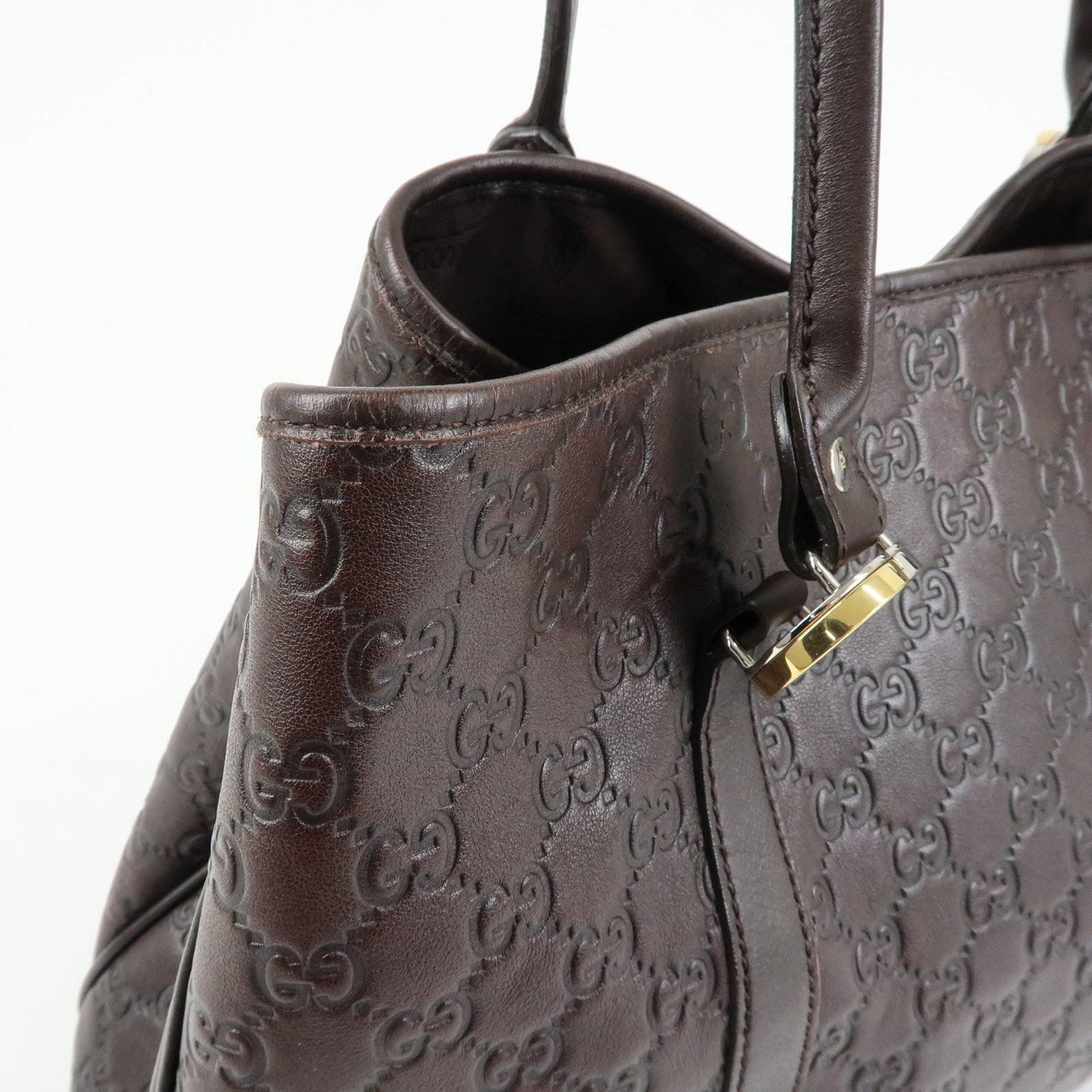 GUCCI GG Twins Guccissima Leather Tote Bag Dark Brown 232956