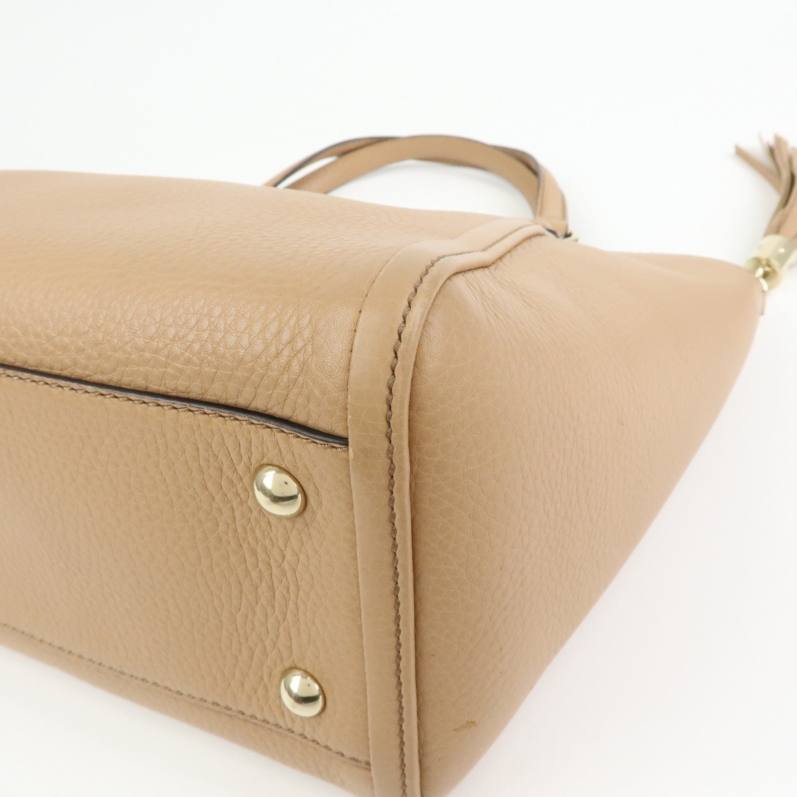 GUCCI SOHO Interlocking G Leather 2Way Hand Bag Beige 369176