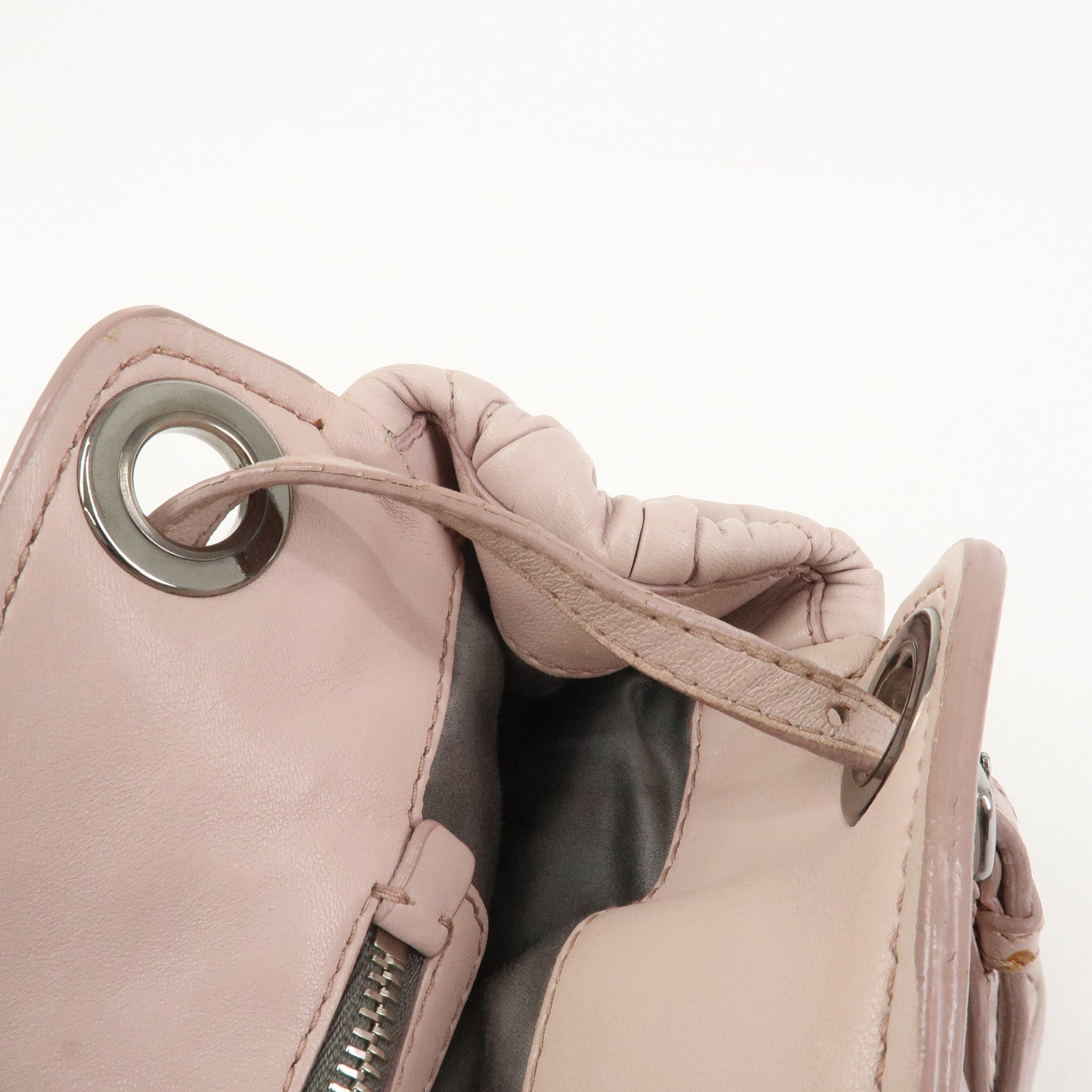 MIU MIU Matelasse Nappa Leather Tote Bag Shoulder Bag Light Pink