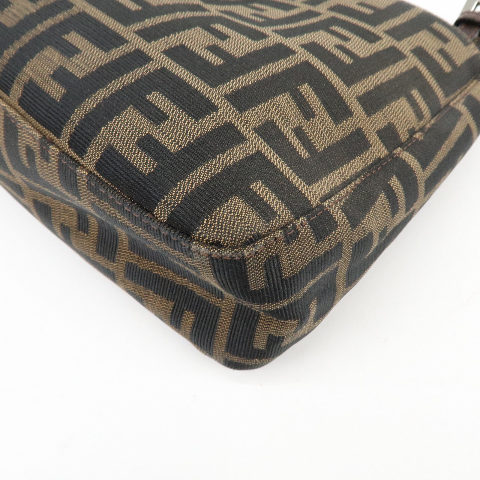 FENDI Zucca Canvas Leather Shoulder Bag Hand Bag Brown 26728