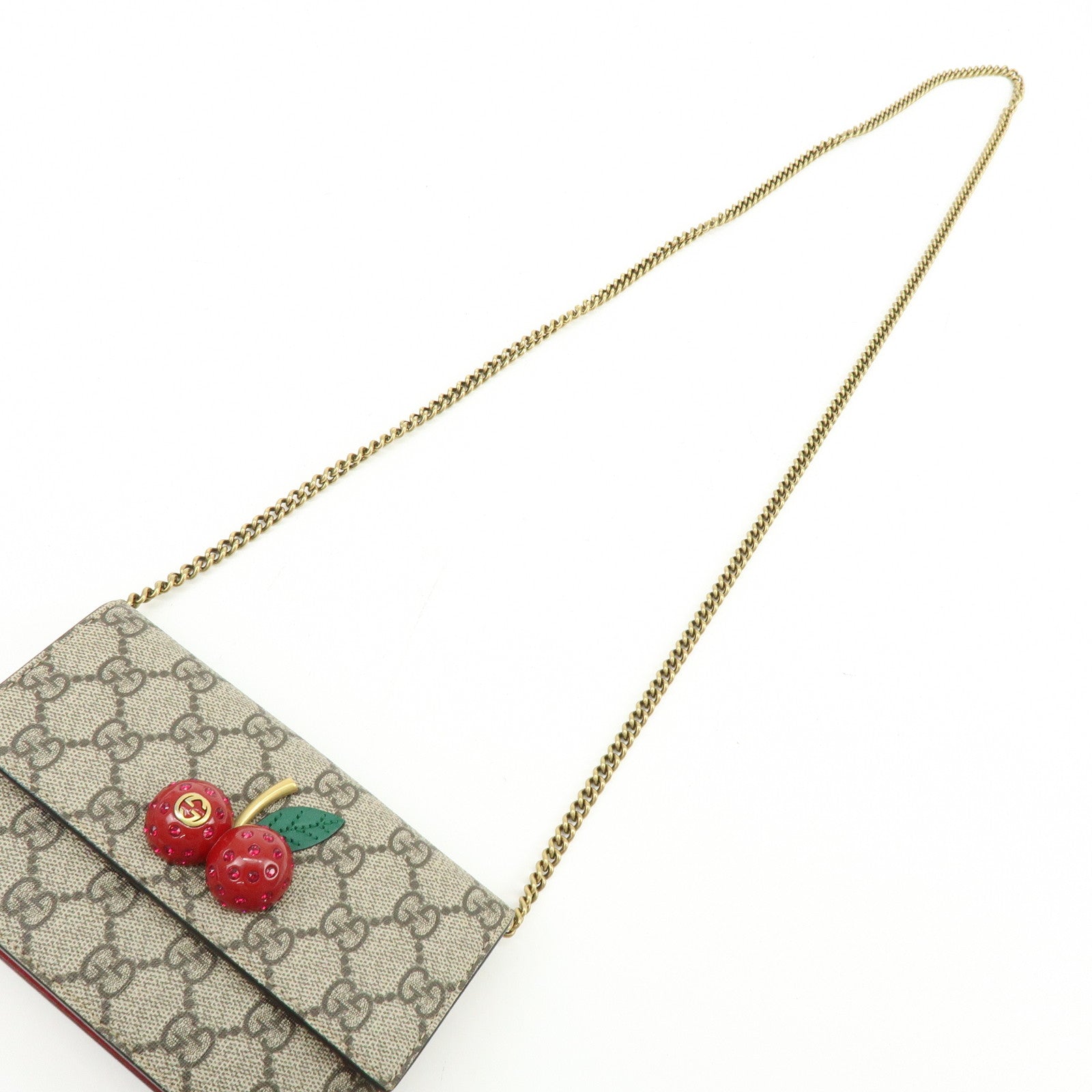 GUCCI GG Supreme Interlocking G Cherry Chain Shoulder Bag 481291