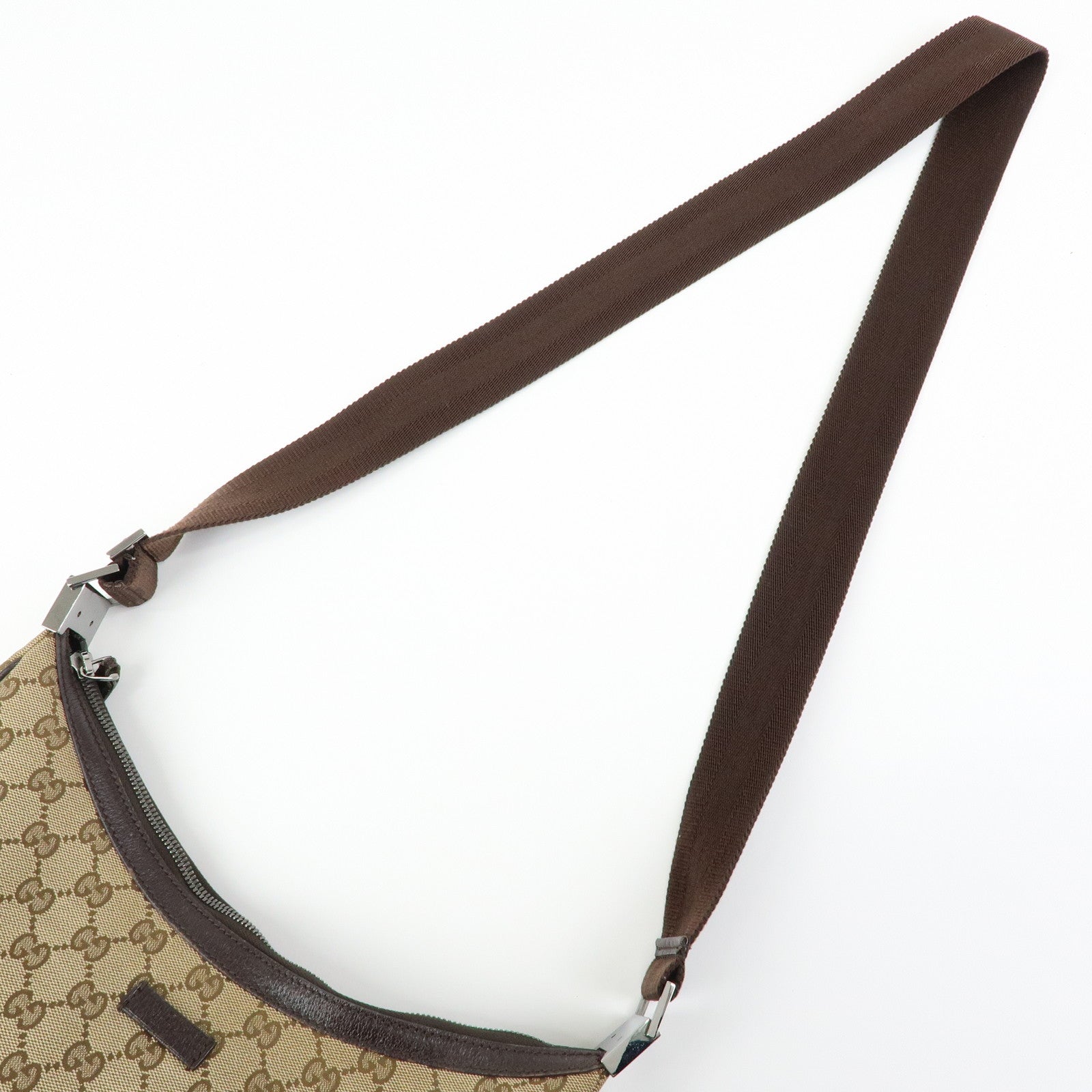 GUCCI GG Canvas Leather Shoulder Bag Crossbody Bag Beige 122790