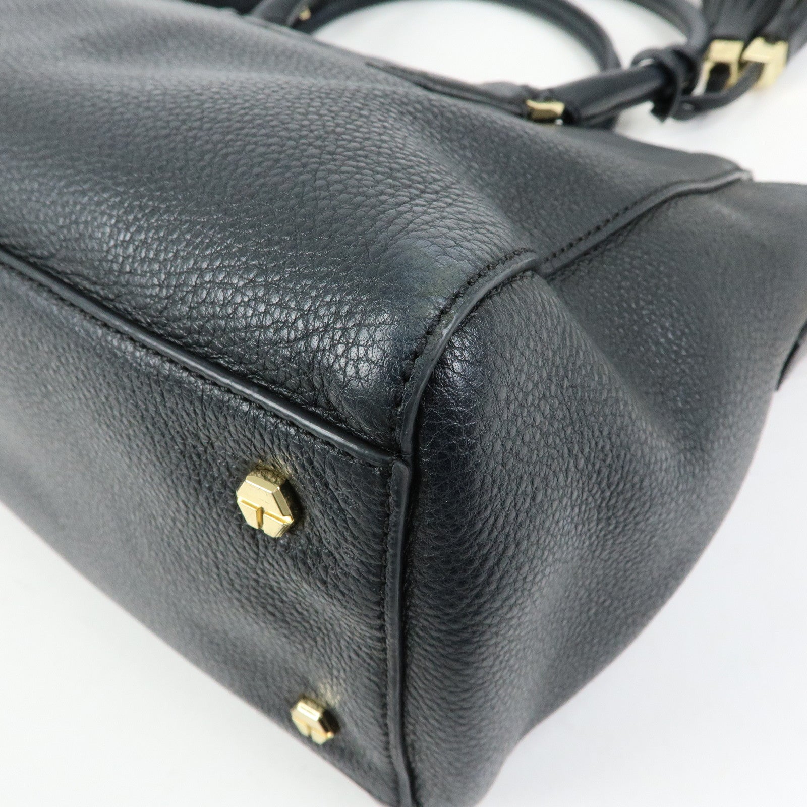 TORY BURCH Double T Leather 2Way Bag Shoulder Hand Bag Black