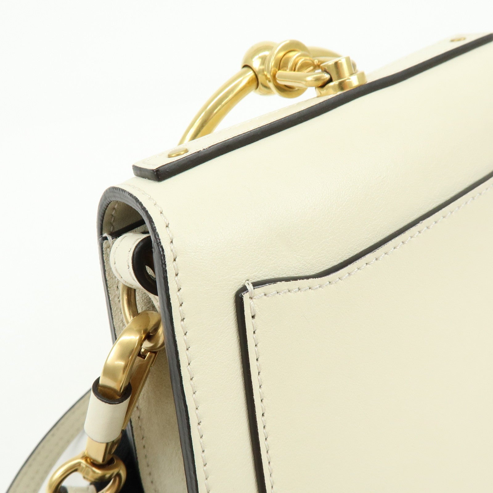 Chloe Nile Leather Suede 2Way Hand Bag Shoulder Bag White