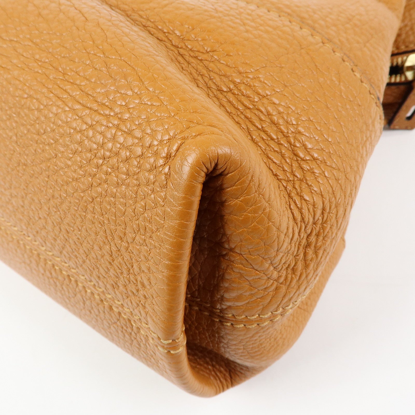 FENDI Chameleon Selleria Leather Tote Bag Shoulder Bag Brown 8BN232