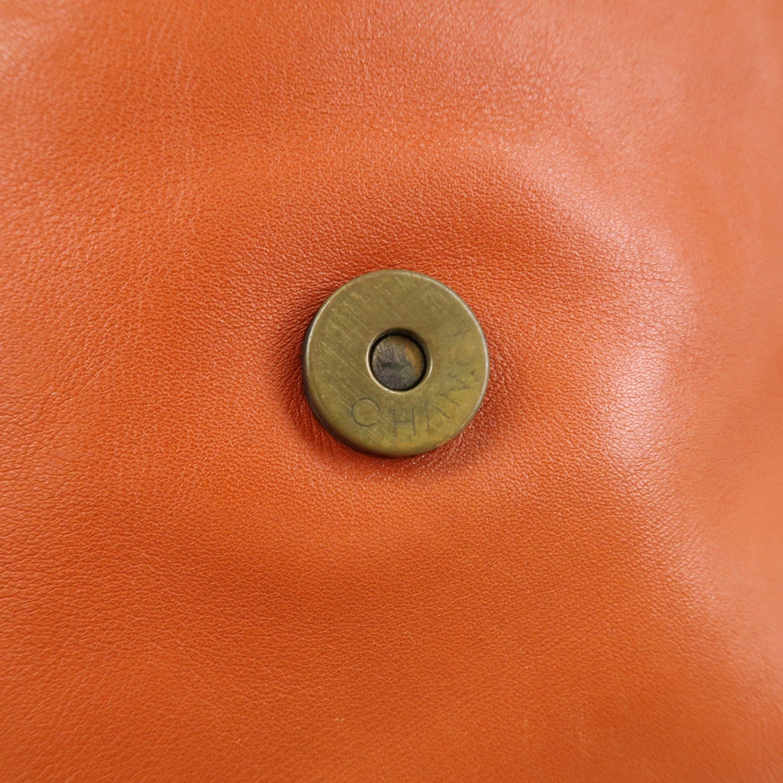 CHANEL COCO Mark Lamb Skin Shoulder Bag Orange