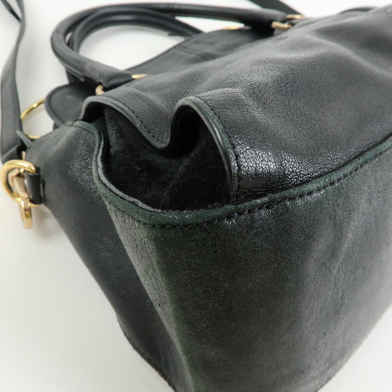 Chloe See by Cloe Leather 2Way Bag Shoulder Bag Hand Bag Black