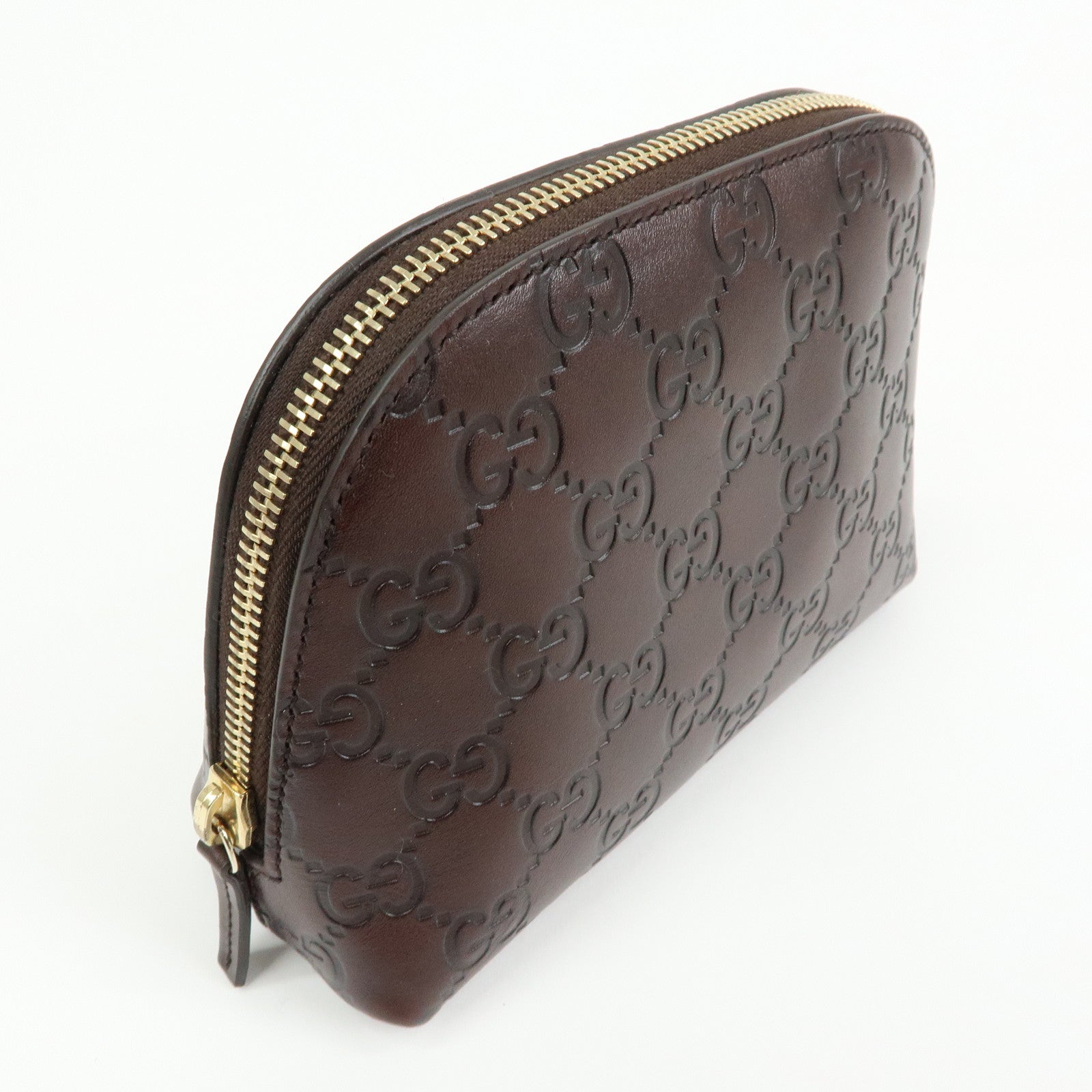 GUCCI Guccissima Leather Cosmetic Pouch Brown 141810