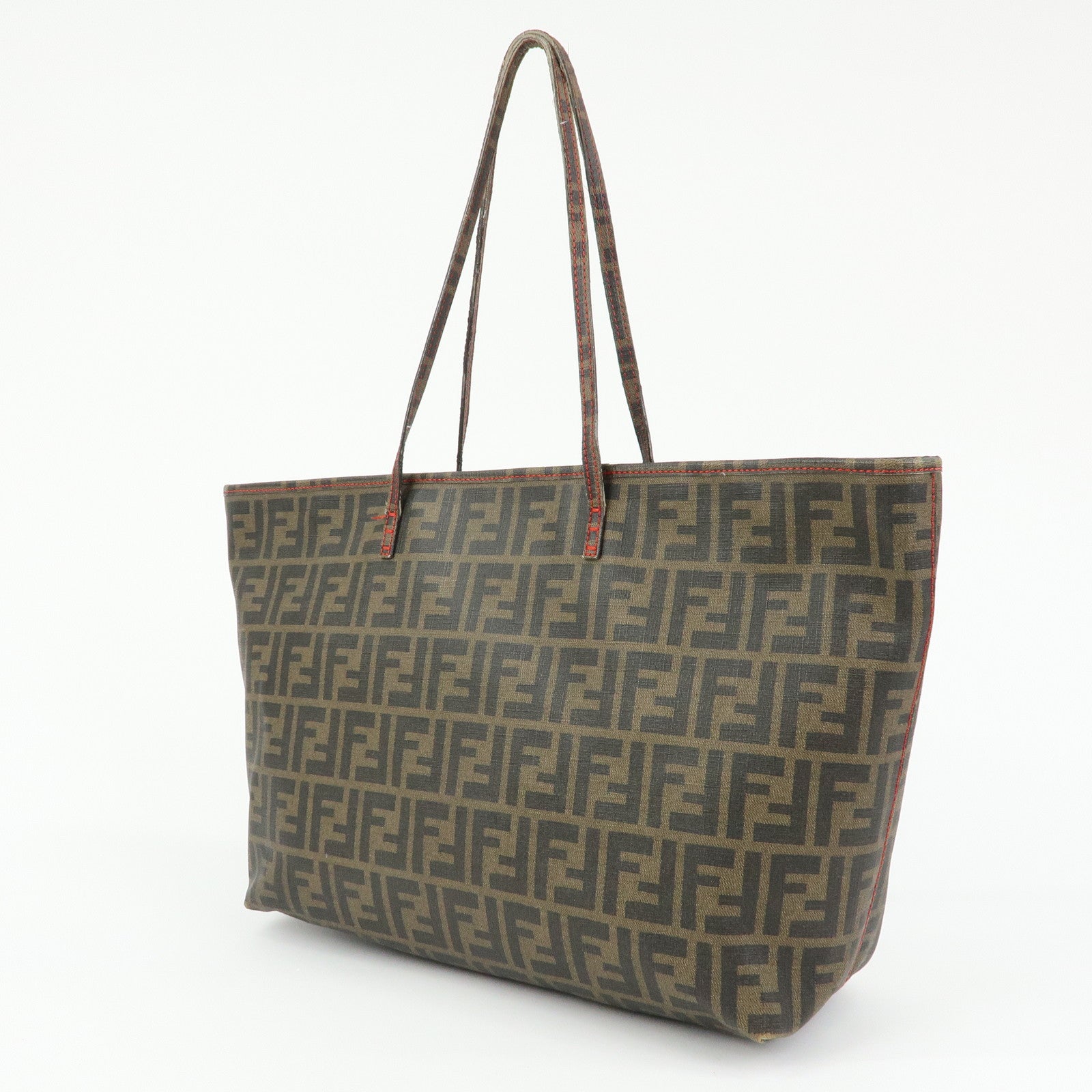 FENDI Zucca PVC Coated Canvas Tote Bag Hand Bag Brown 8BH185