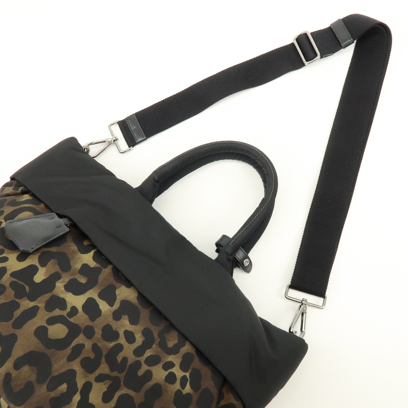 PRADA Triangle Logo 2Way Bag Hand Bag Shoulder Bag Black BN1959