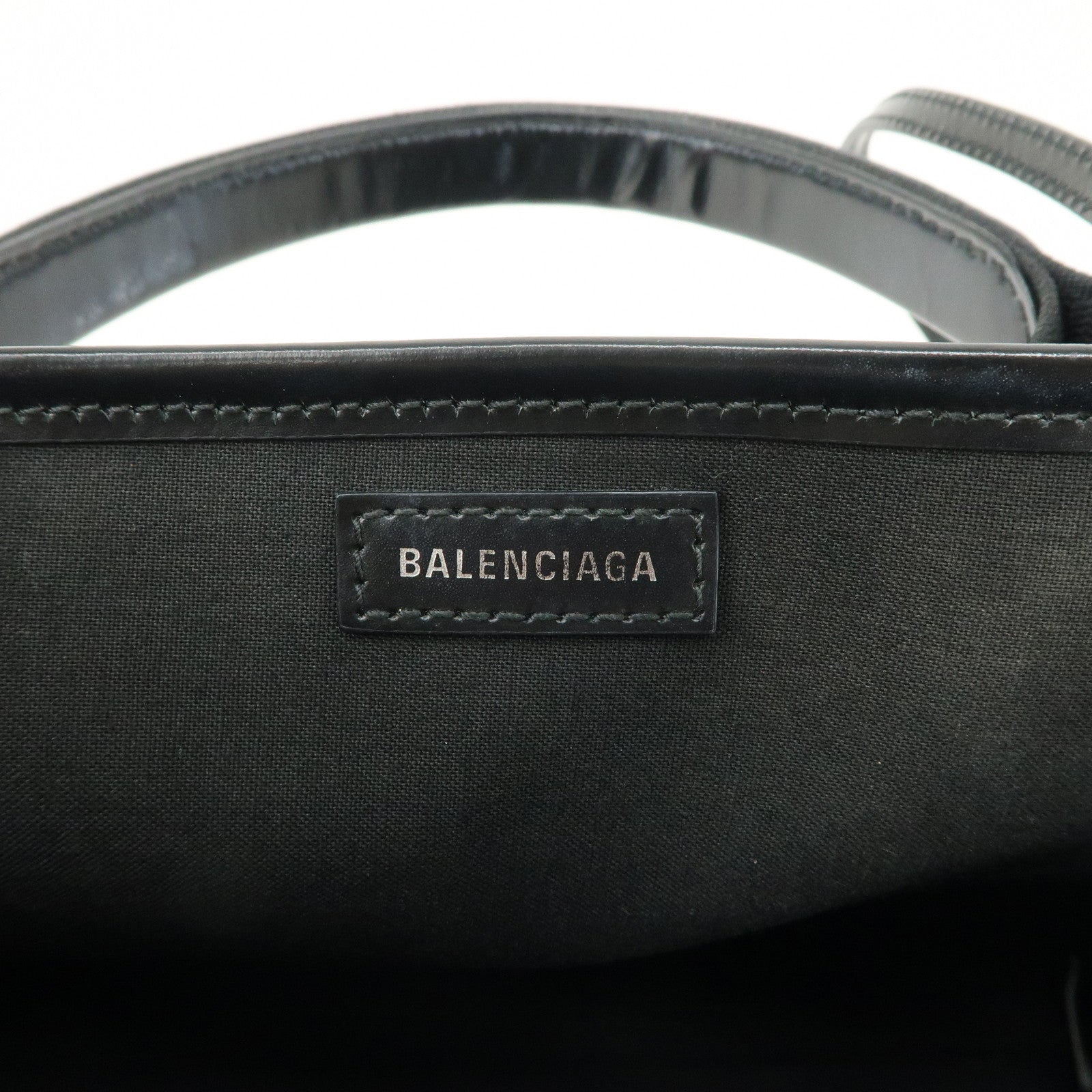 BALENCIAGA Cabas XS Canvas Leather 2Way Tote Bag Shoulder Bag Black