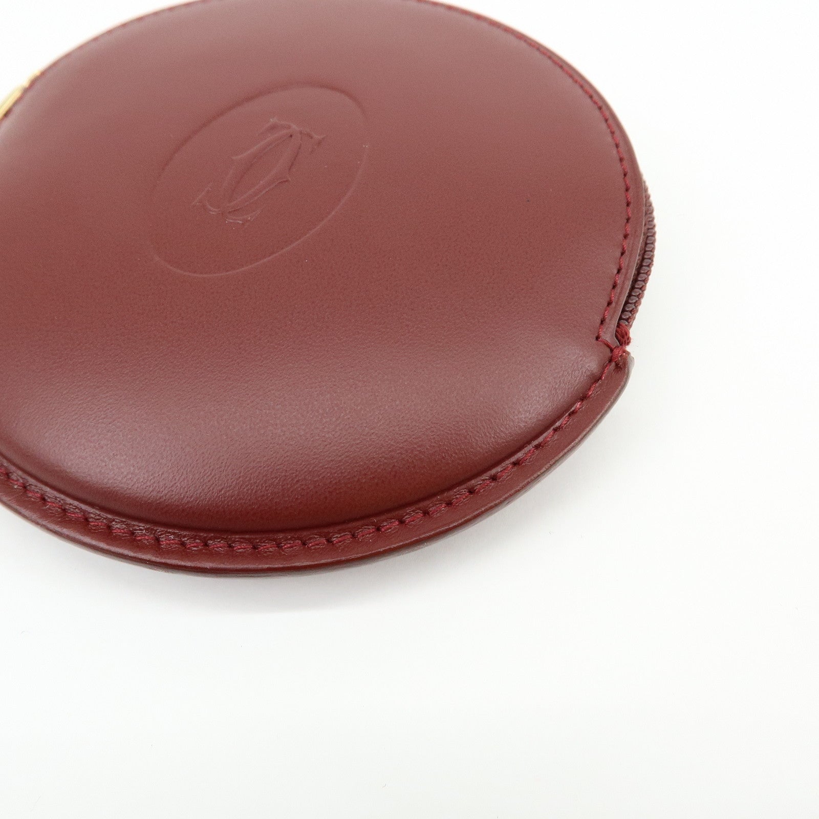 Cartier Must de Cartier Calf Skin Leather Coin Case Bordeaux