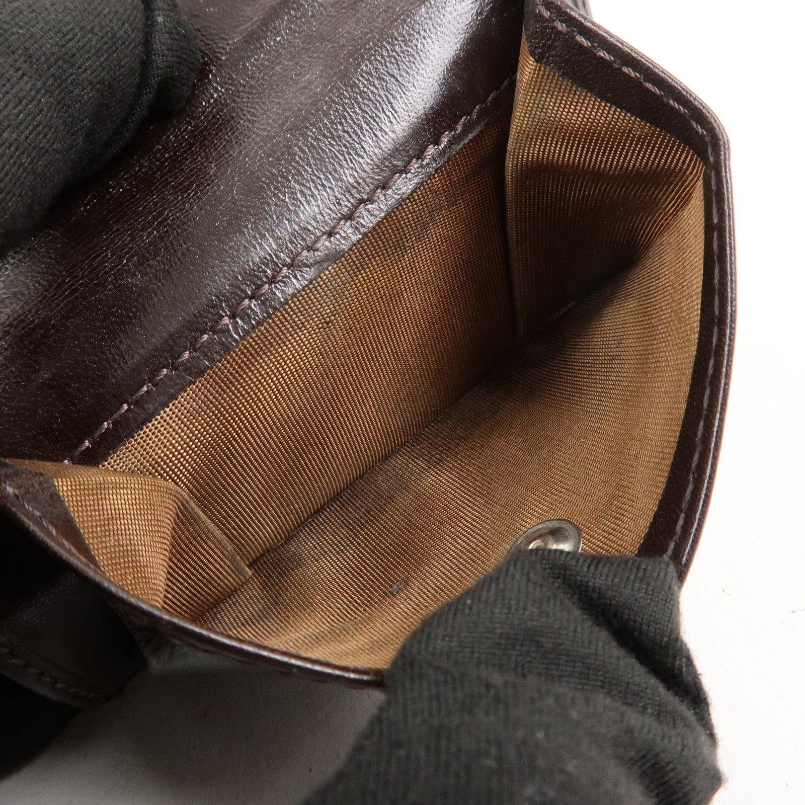 FENDI Zucca Canvas Leather Tri-fold Compact Wallet Brown 30959