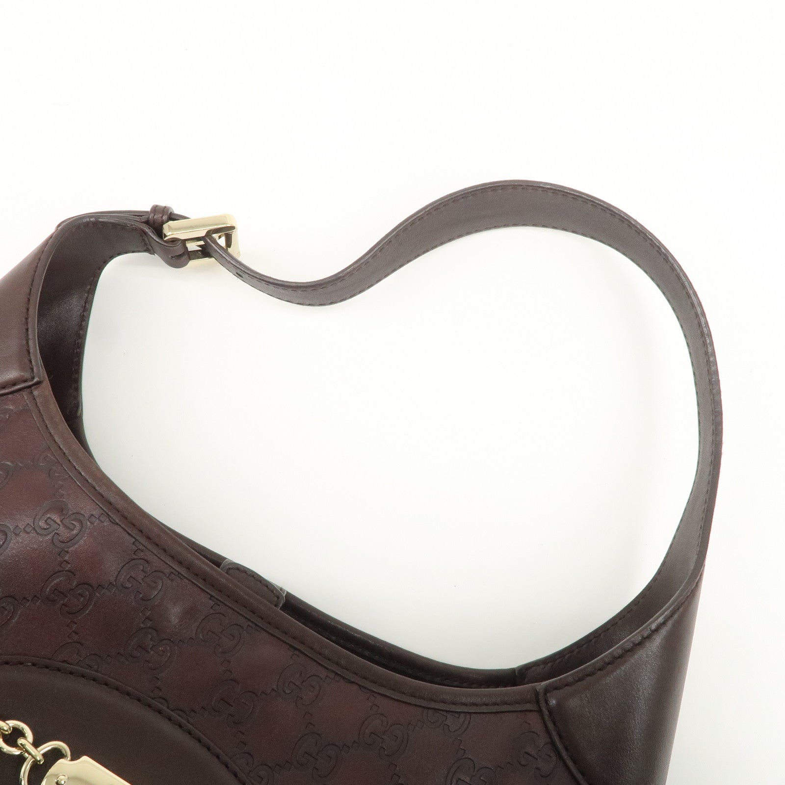 GUCCI Guccissima Leather Shoulder Bag Hand Bag Dark Brown 145781 Used