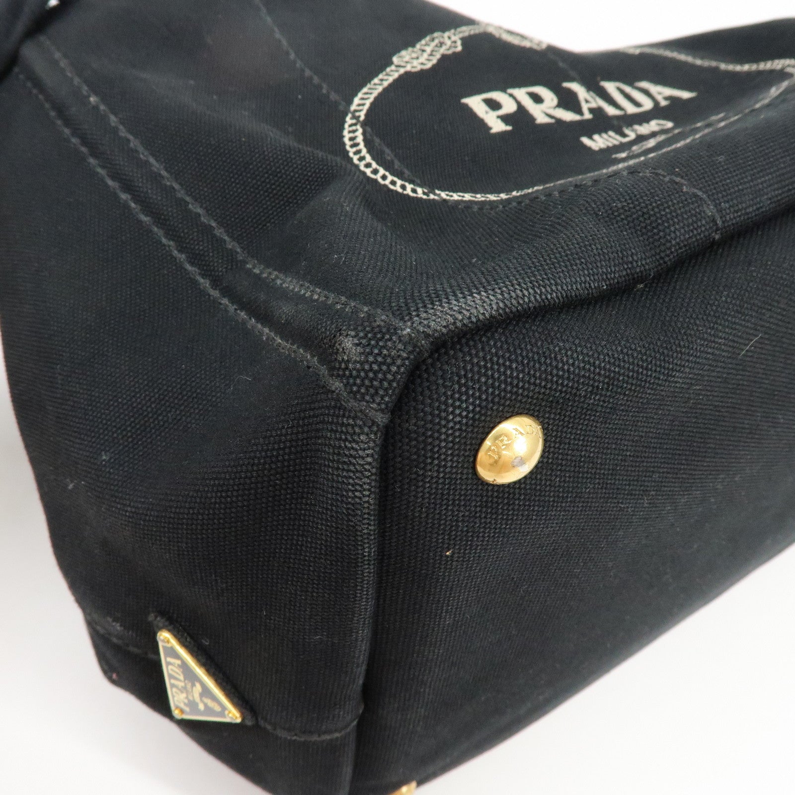 PRADA Logo Canapa Canvas 2Way Bag Tote Bag Hand Bag Black B1877G