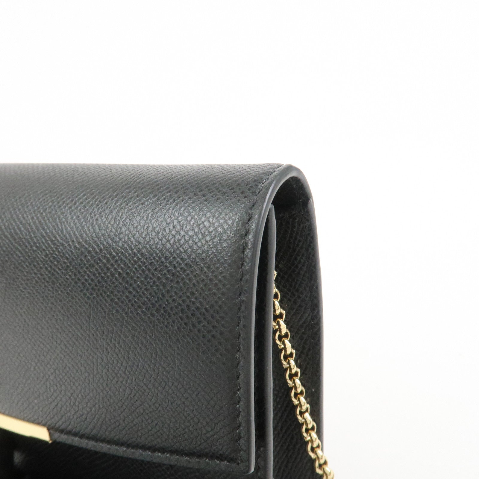 Ferragamo Gancini Leather Chain Shoulder Bag Black