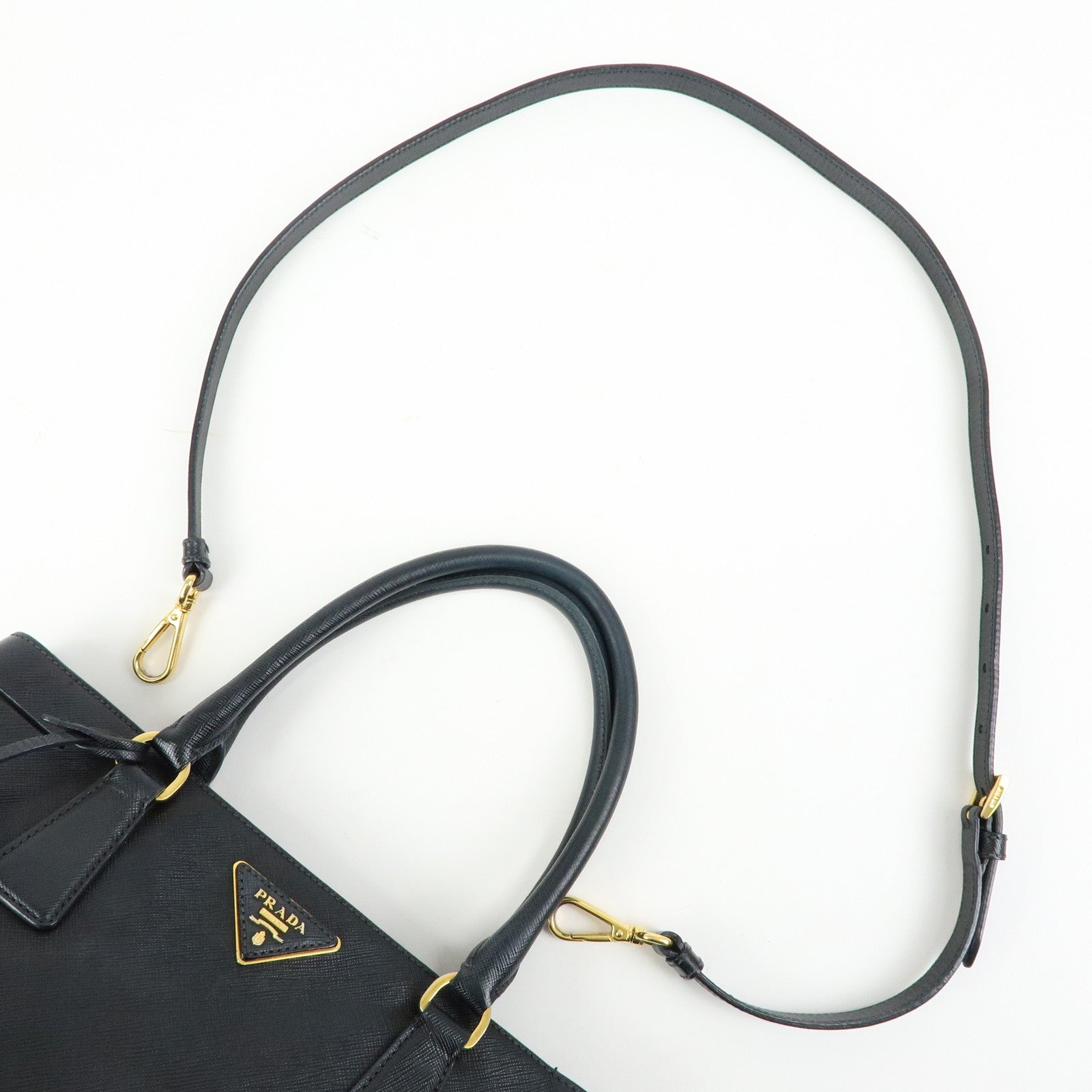 PRADA Triangle Logo Galleria Saffiano Leather 2Way Bag Black 1BA274