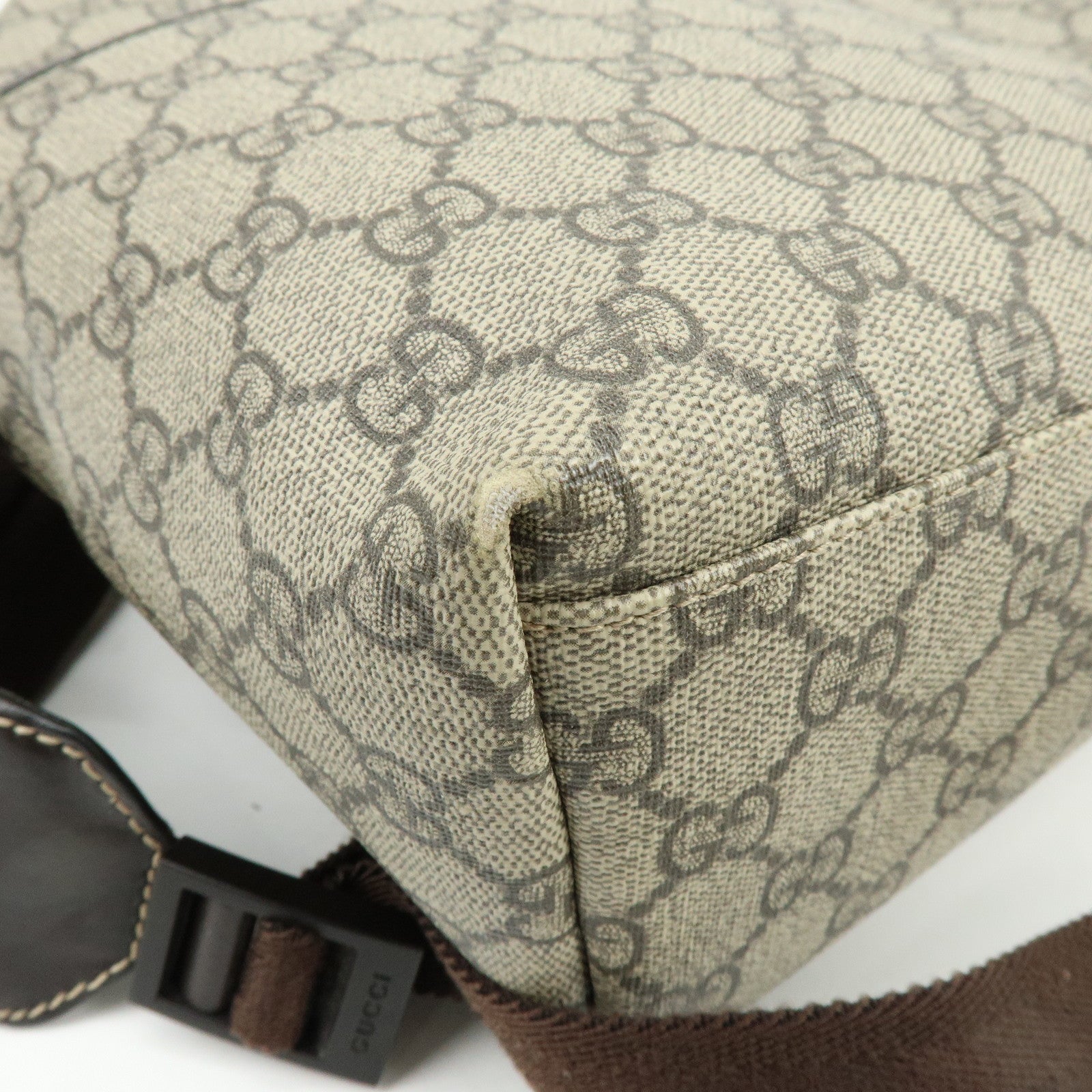 GUCCI Childrens GG Supreme Leather Backpack Beige Brown 271327