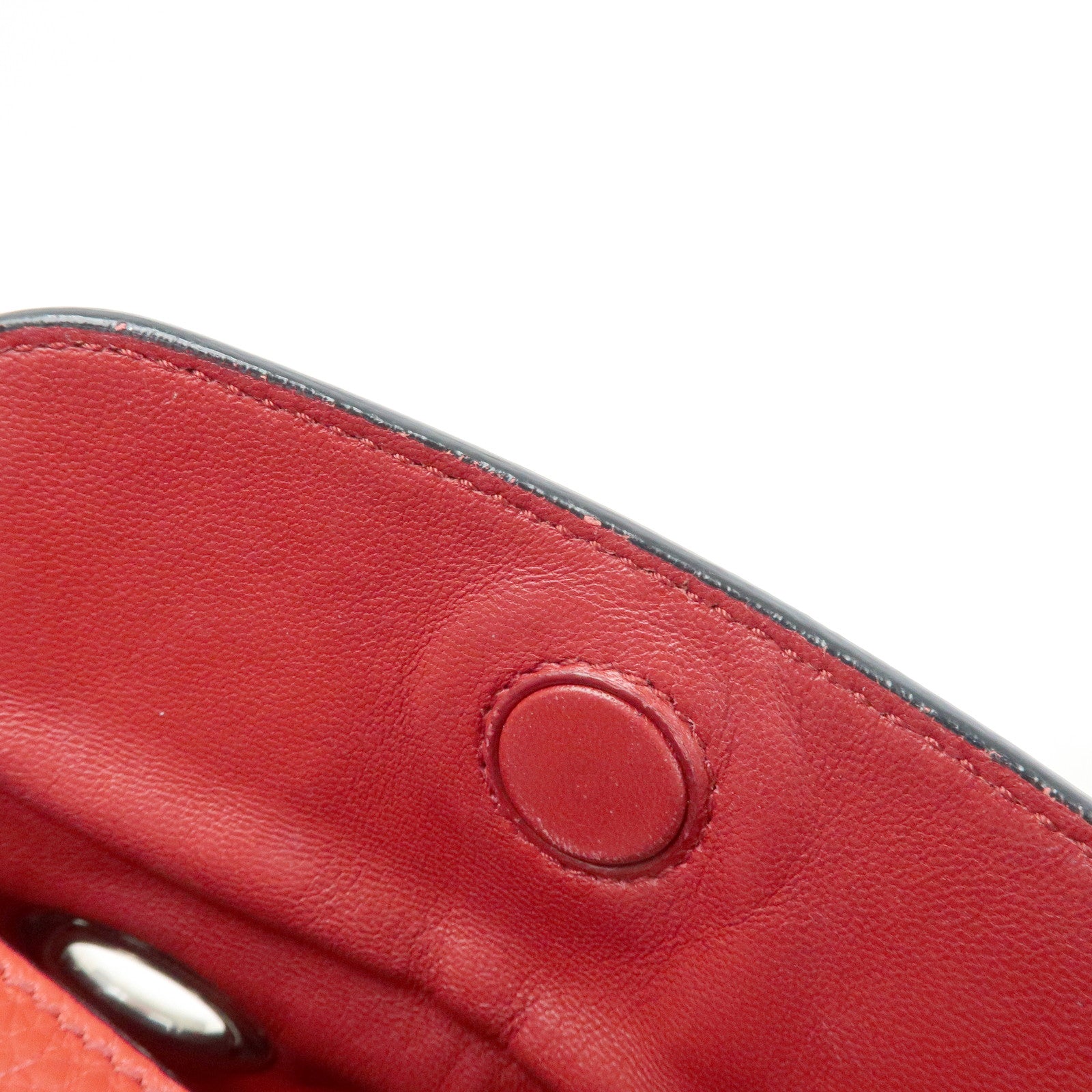 PRADA Grommet Leather Chain Shoulder Bag Hand Bag Red