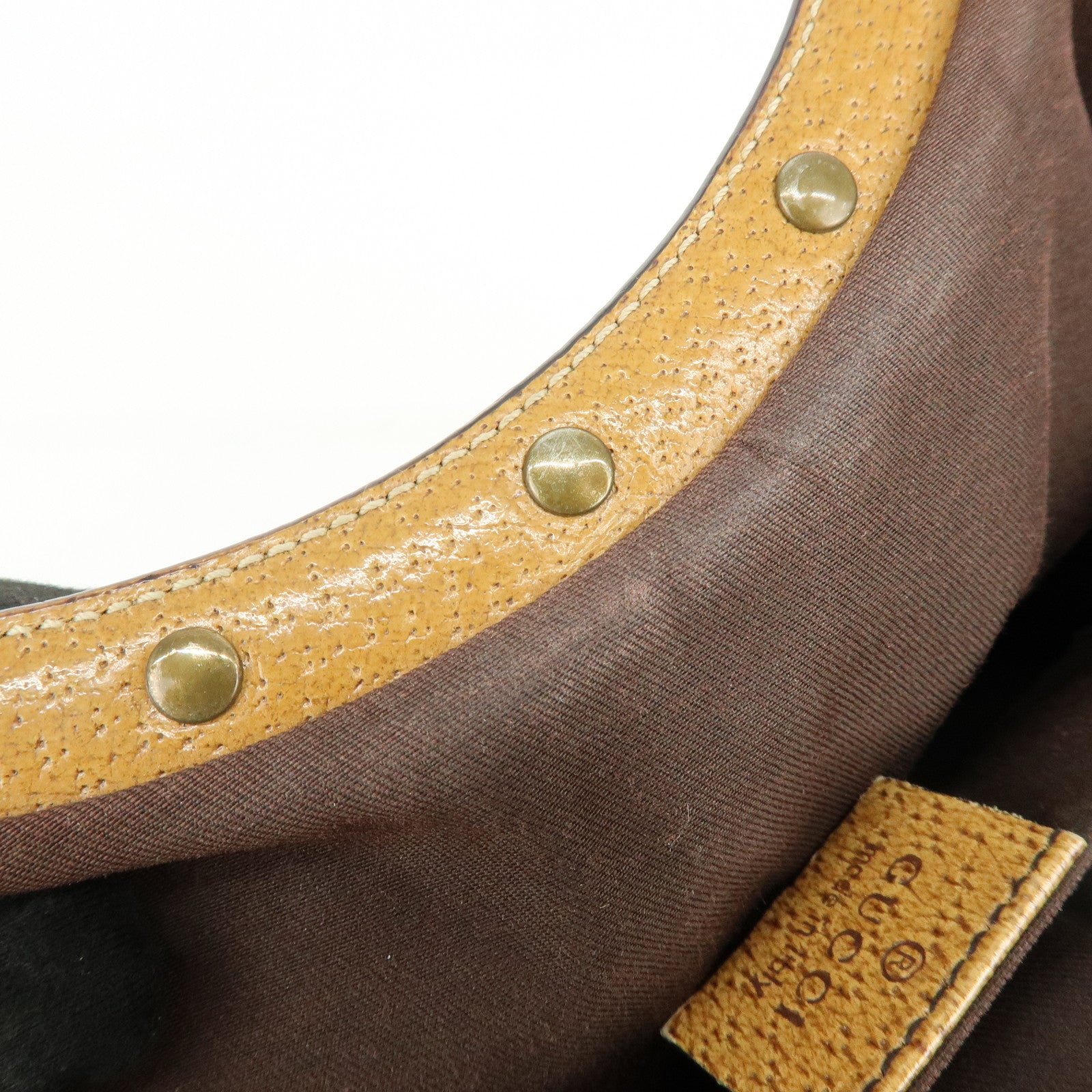 GUCCI GG Canvas Bamboo Leather Hand Bag Tote Bag Beige 124297