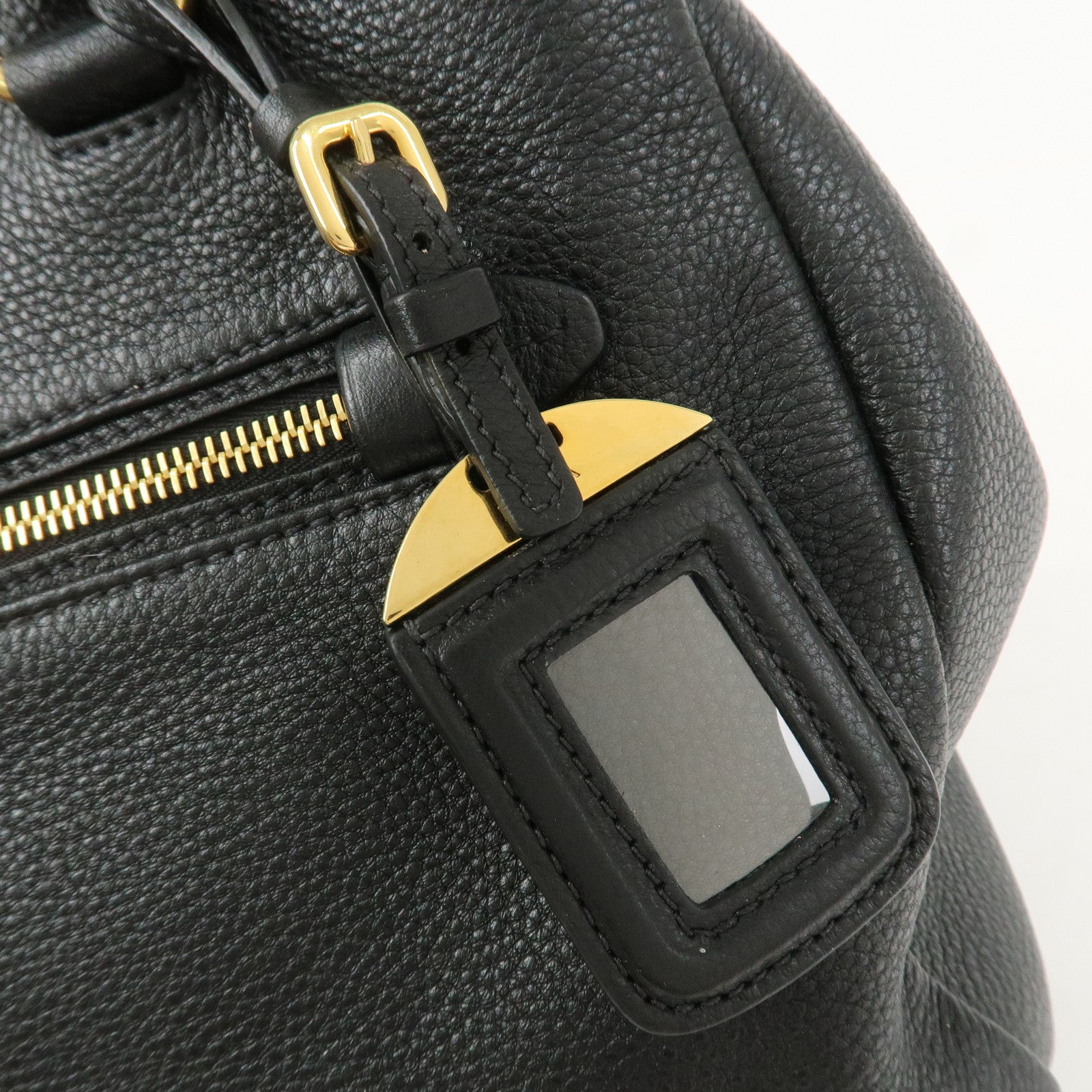 PRADA Logo Leather 2Way Bag Shoulder Bag Hand Bag Black 1BG044
